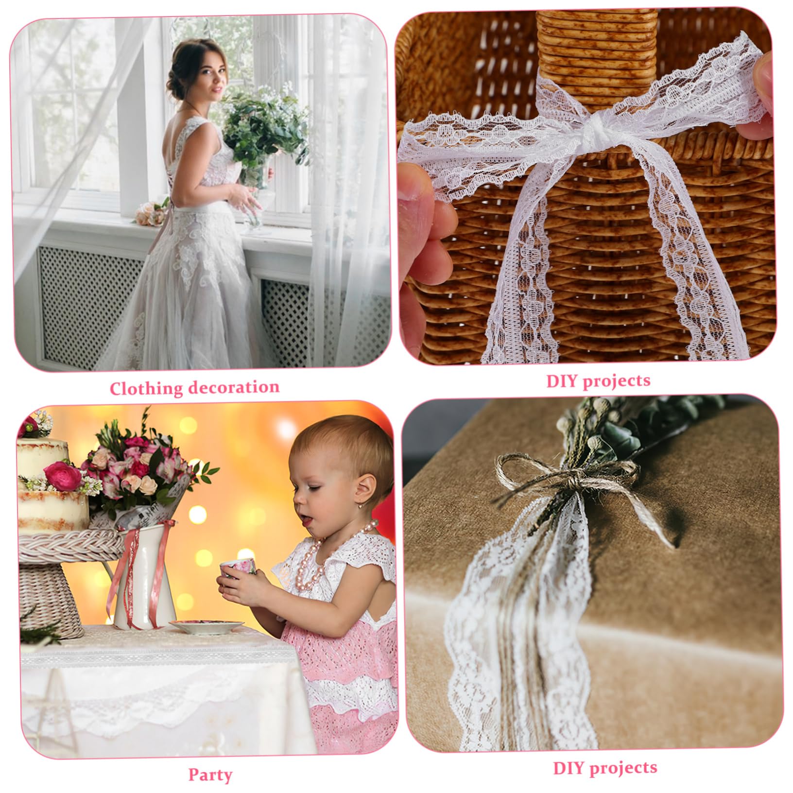 Housoutil 12rollos Cinta De Encaje Blanca Ribete De Encaje Para Manualidades Cintas De Para Flores y Para Manualidades Tela De