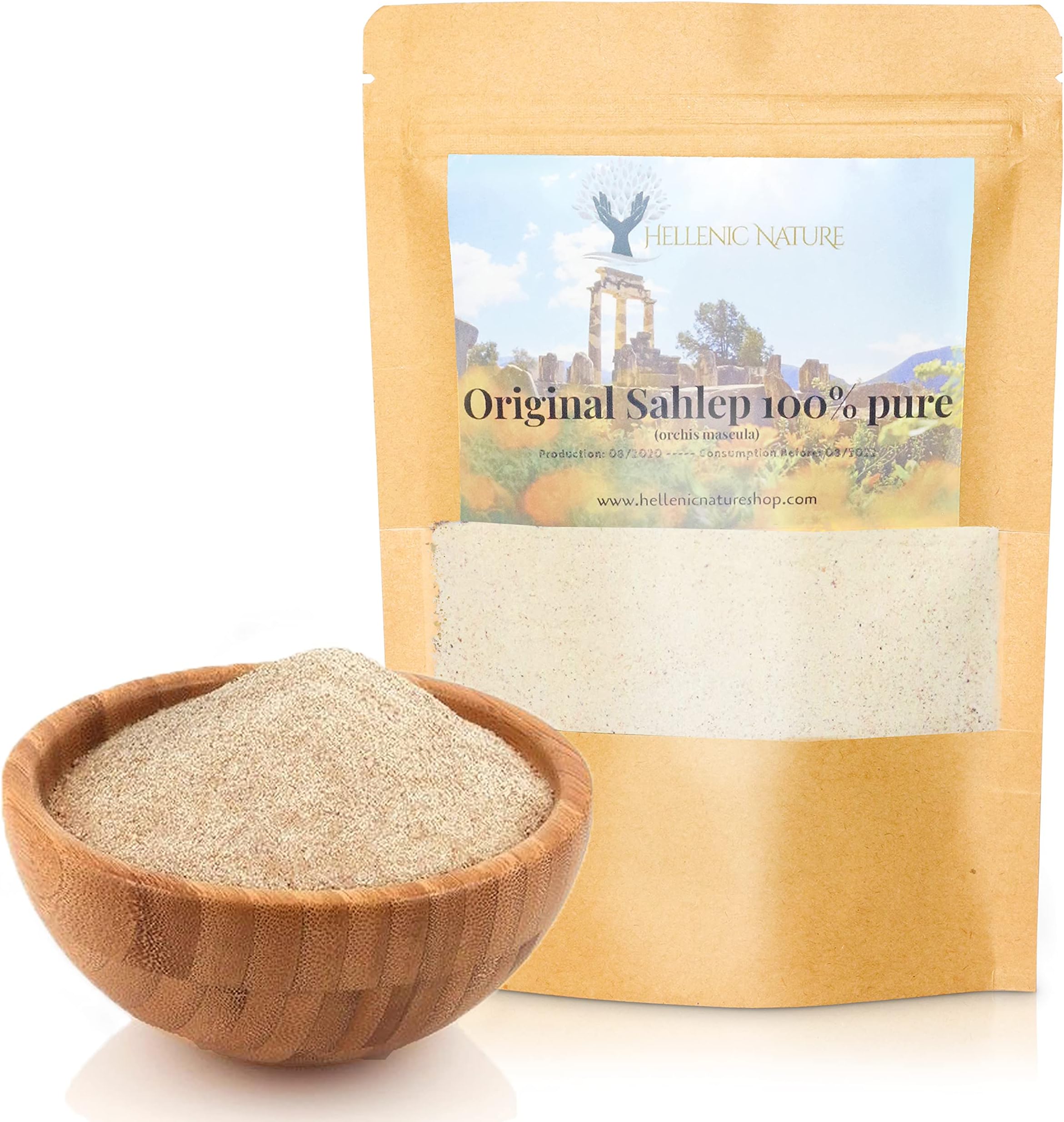 ORIGINAL SALEP SAHLEP SAHLAB - For Ice Cream Making or Hot Drink w/o fillers Orchis Mascula Roots Powdered in DoyPack with ZipLock for Awesome Freshness 2.82oz - 80g