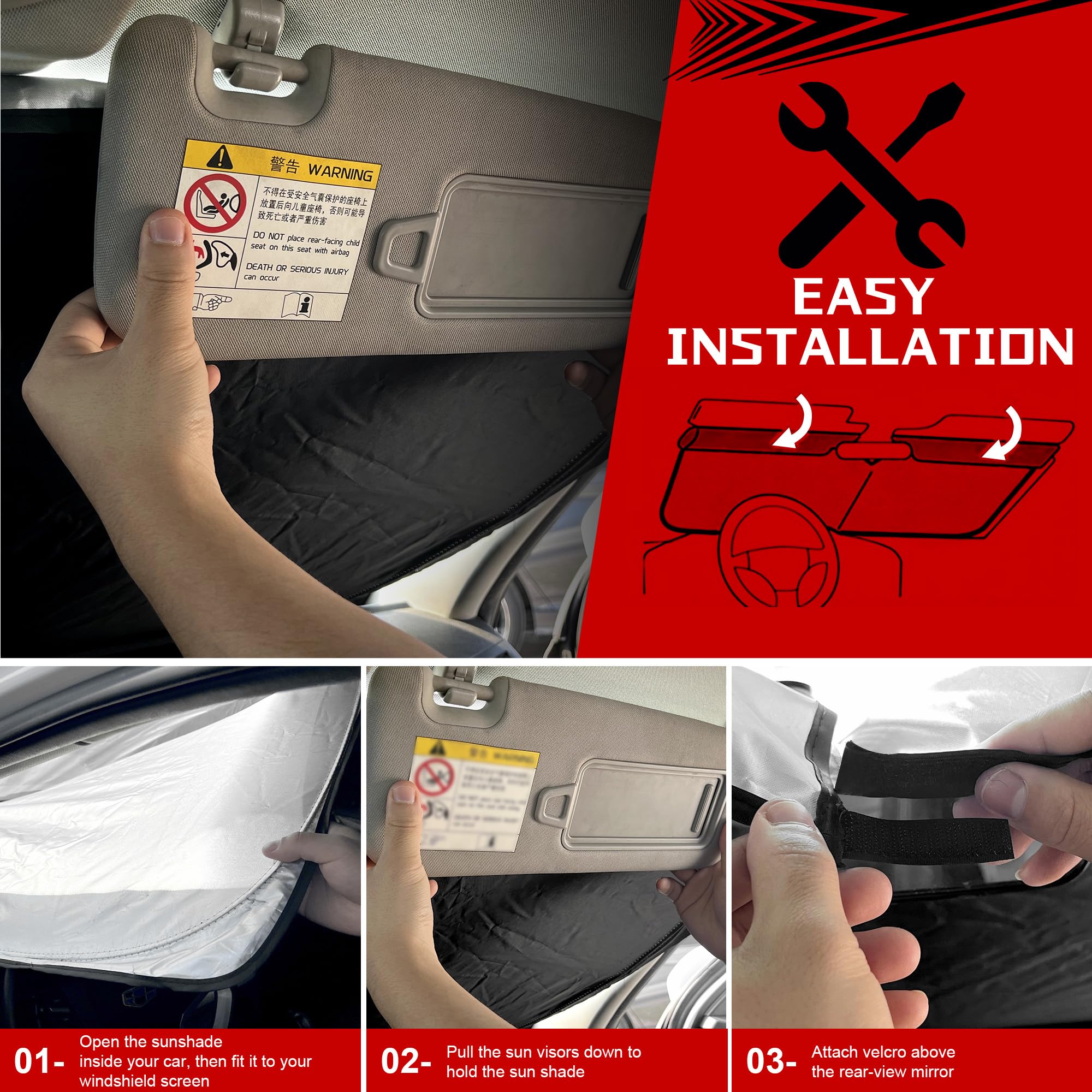 Windshield Sun Shade for 2025 2026 Toyota Camry Foldable Sun Sunshade for Car Front Window Blocks UV Rays and Heat Automotive Interior Protector Custom Fit Accessories