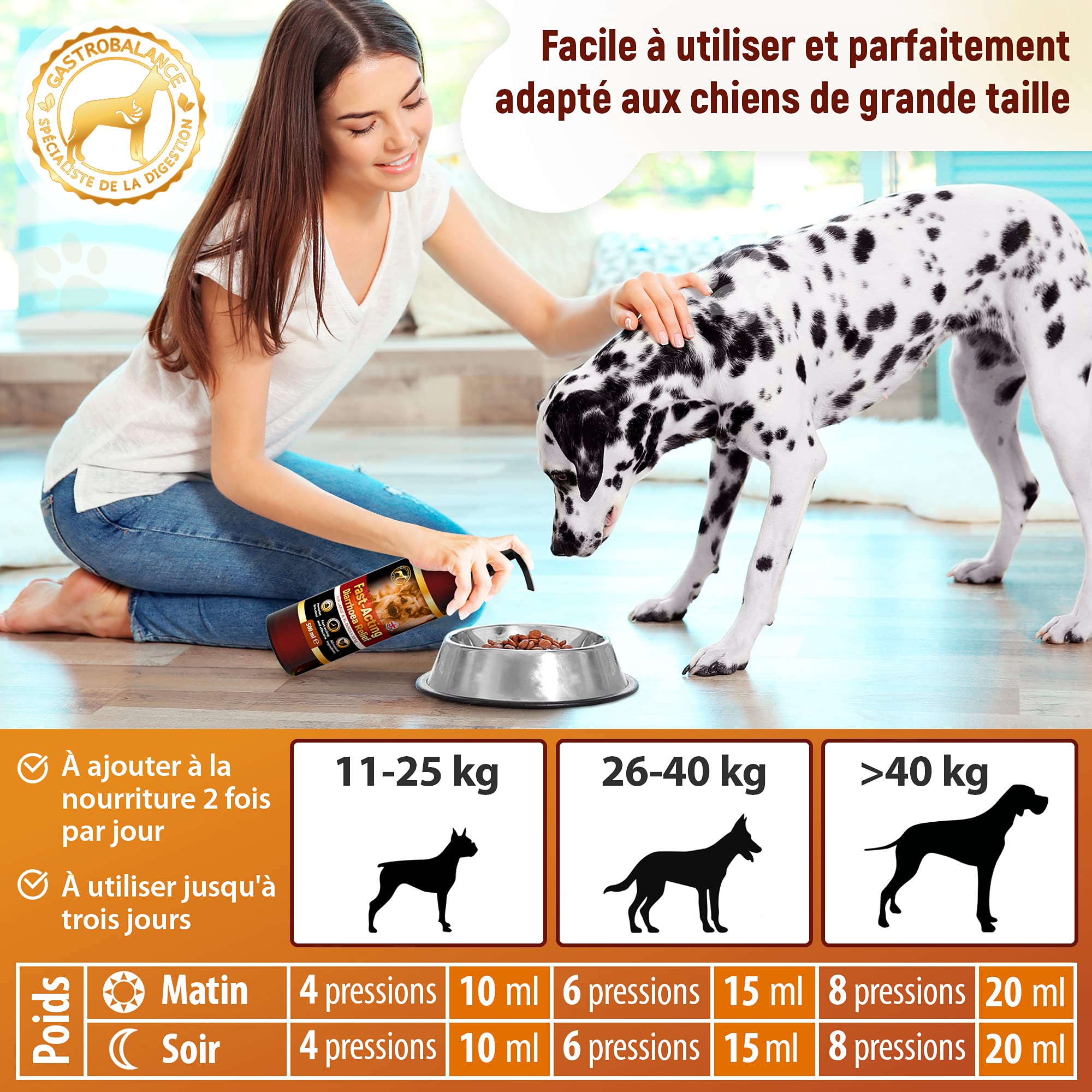 Traitement Anti diarrhée Chien - Soulagement diarrhée pour Chiens de Grande Taille > 10 kg (Français)