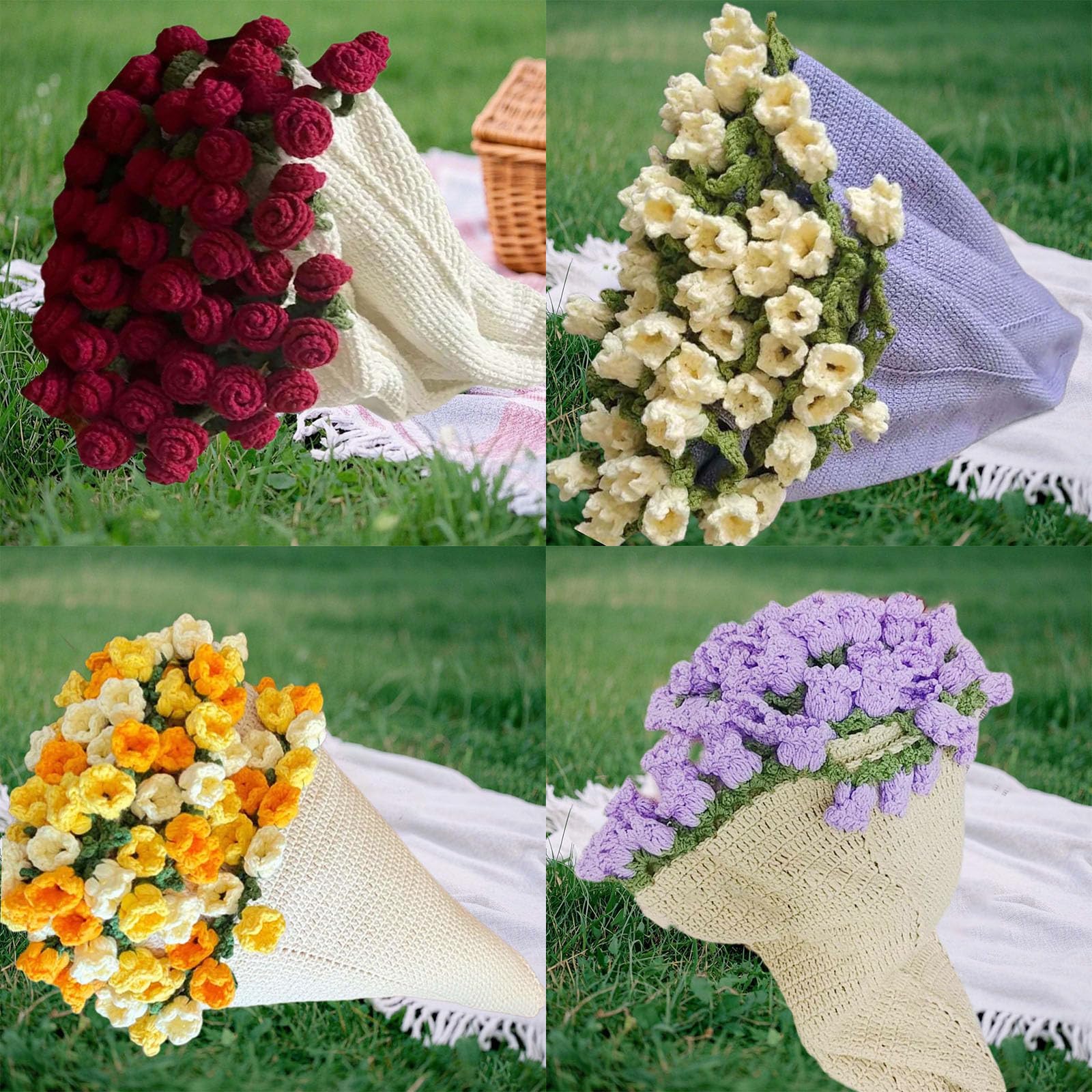 Amazon｜ローズブーケブランケット 花編みソファブランケット