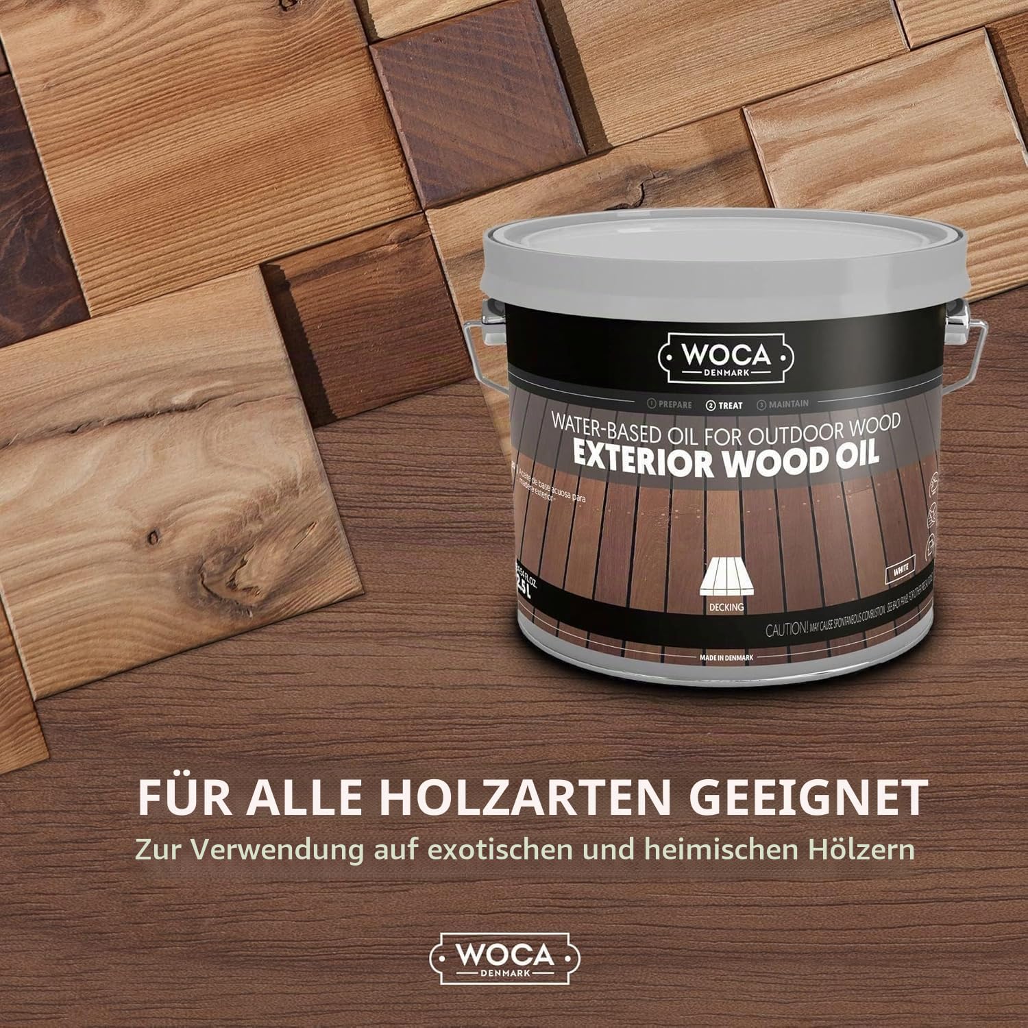 WOCA Denmark Exterior Wood Oil Natur 2, 5 L - Terrassenöl für Terrassen, Zäune und Möbel im Außenbereich