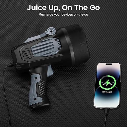 Miniatura 7 de Linterna recargable de 99000 lúmenes, focos para exteriores con luz de mazorca y soporte plegable, 10000Ah Spot Light Long Runtime, focos de mano