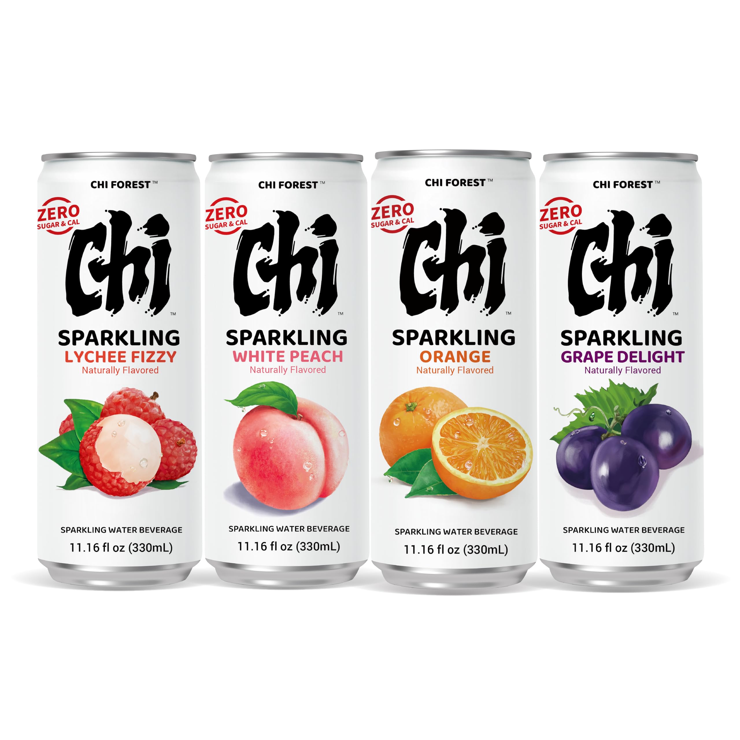 CHI FOREST 4 Flavor Variety Pack Sparkling Water, 11.15 fl oz Cans(24 Pack)