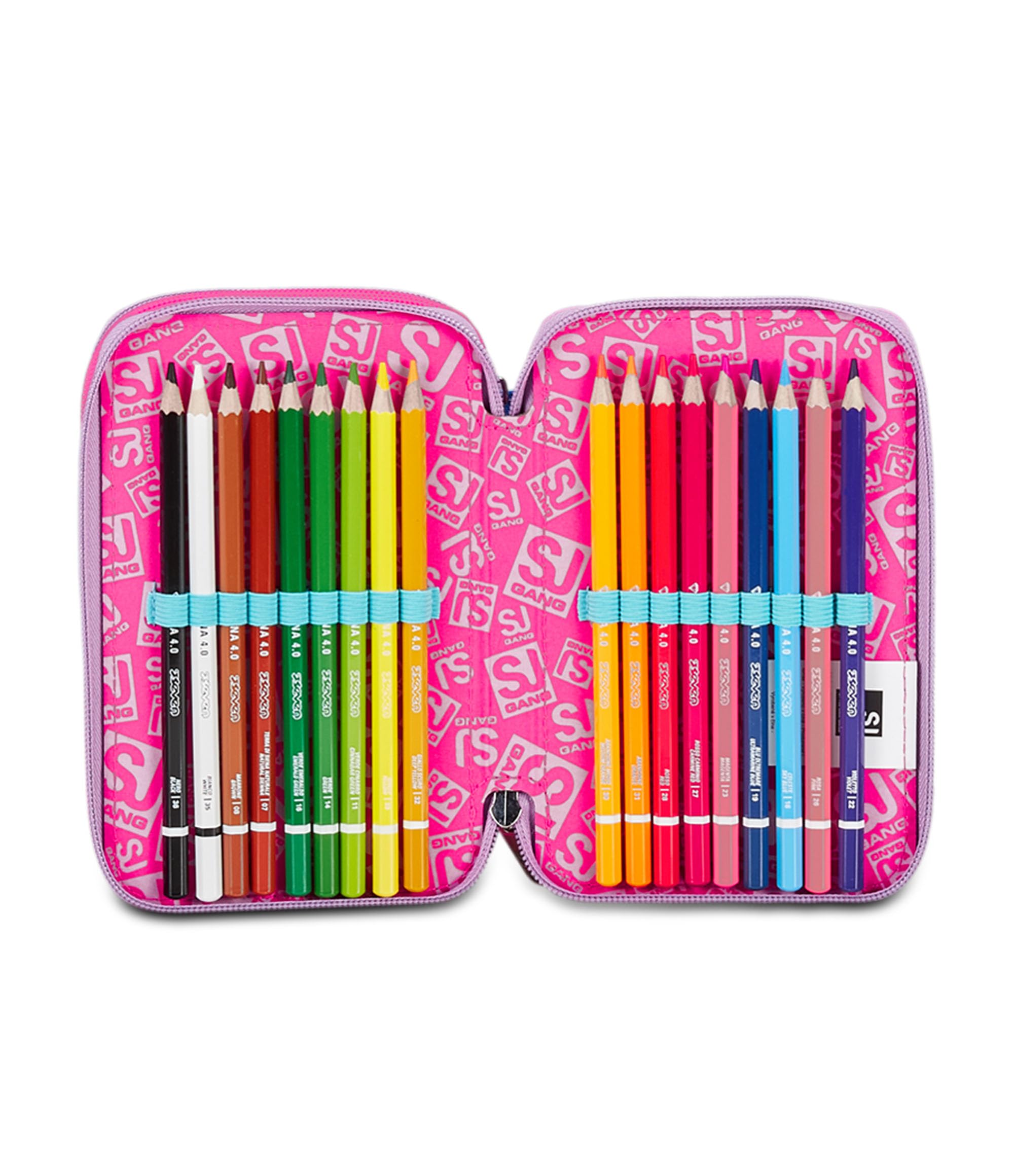 SJ Gang Astuccio Scuola 3 Zip, Rosa, Magicance, Portapenne Triplo Scomparto Completo Di Penne, Matite, Colori, Accessori Zaino, Elementari, Medie, Bambina, 30C202400-376