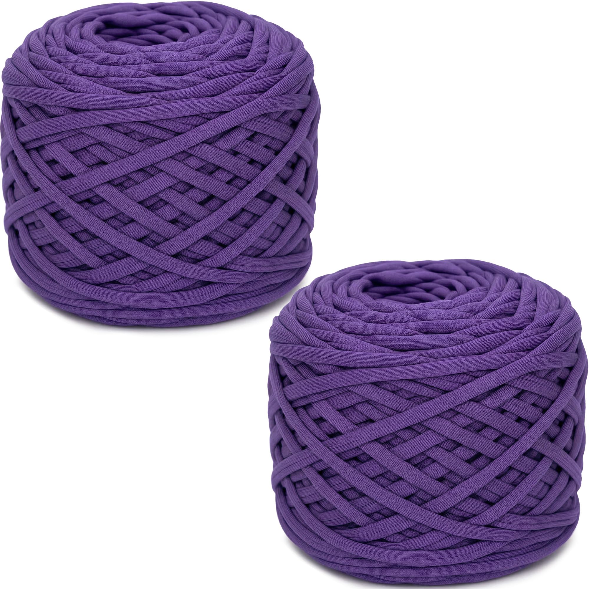 285gx2 Chunky Tshirt Yarn for Crocheting,2 CM Wide Thick Crochet Elastic Fabric,Hand Knitting T-Shirt Yarn for Crochet Cushion,Doll,Basket,Bag and Blanket (Violet)
