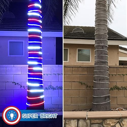Miniatura 3 de Russell Decor Cuerda de luces LED de 50 pies  540 para fiesta patriótica del 4 de julio, Día de los Caídos, árboles al aire libre, patio, terraza,