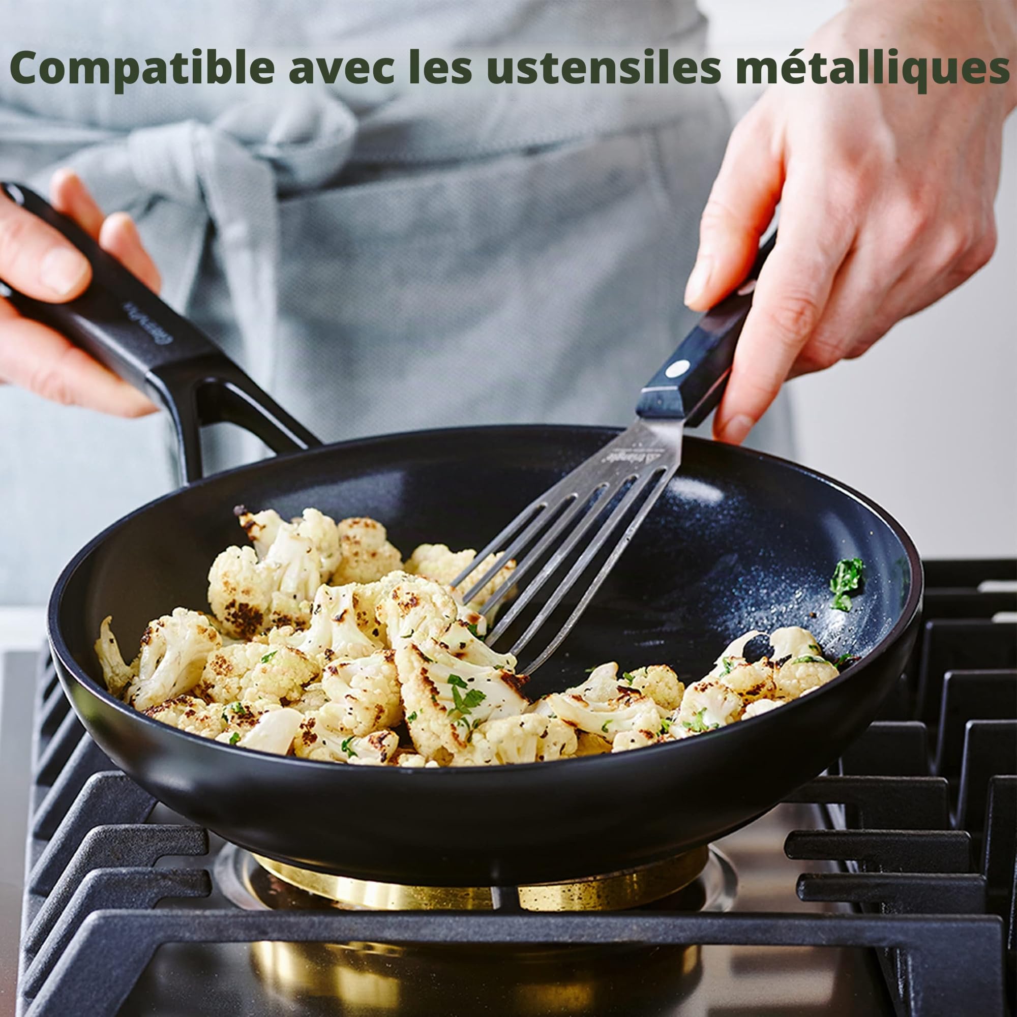 GreenPan SmartShape Poêle à Frire Antiadhésive en Céramique Saine de 24 cm, Sans PFAS, Convient à l'induction, Va au Four, Va au Lave-Vaisselle, Noir
