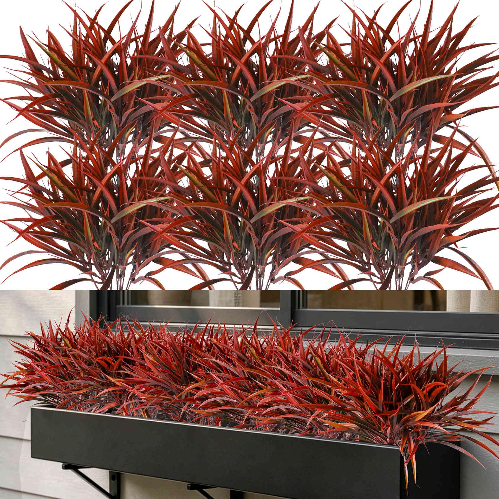 YXYQR 18 Bundles Autumn Artificial Plants Grass Indoor Outdoor UV Resistant Plastic Fake Bushes Plants Shrubs Greenery Arrangement