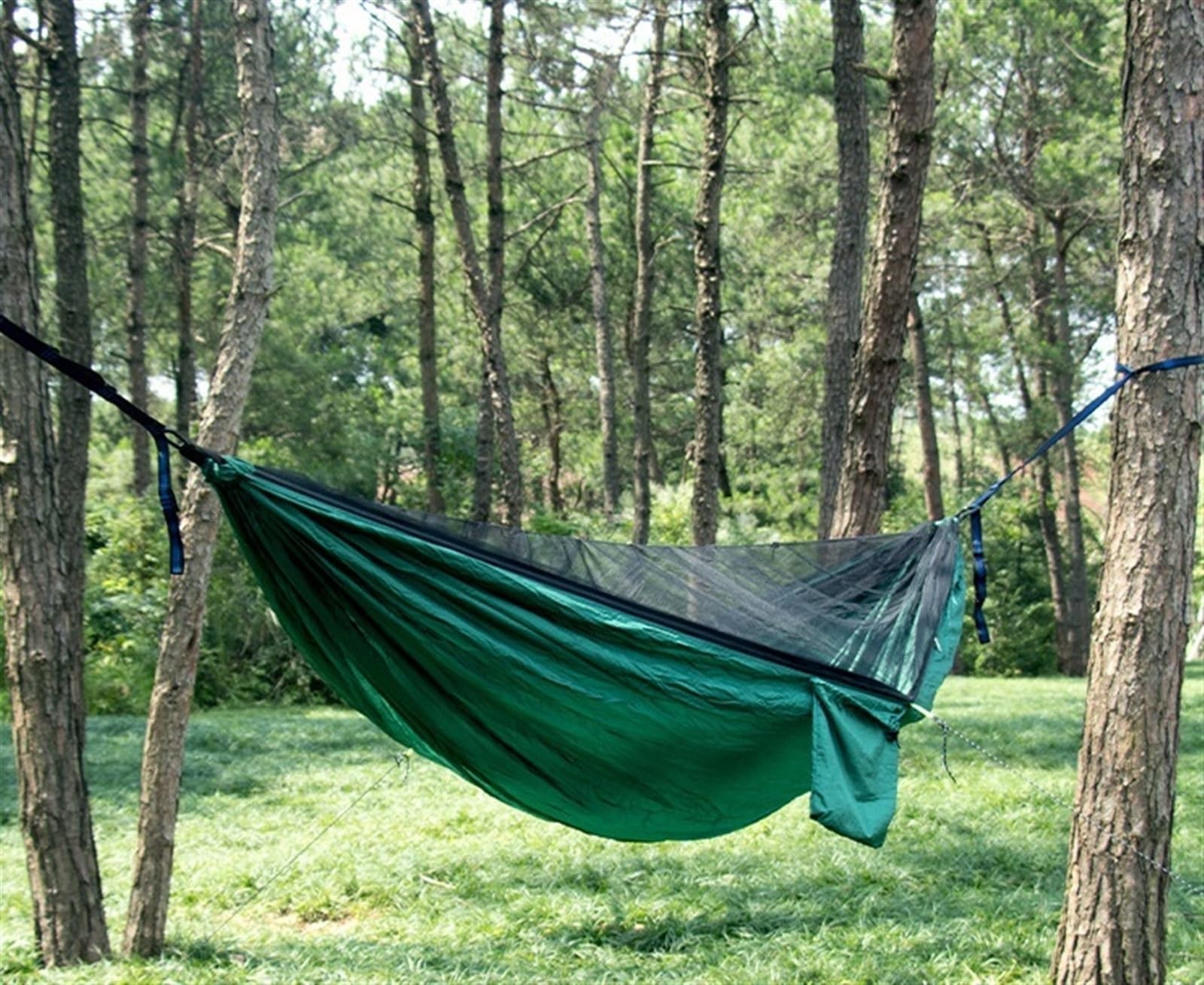 Hamak Ultralekki, Hammock Hamak Kempingowy 290x140 Cm, Niezbędnik, Lekki Przenośny Podwójny I Pojedynczy Z Paskami Na Drzewo na Kemping, na Zewnątrz(B)