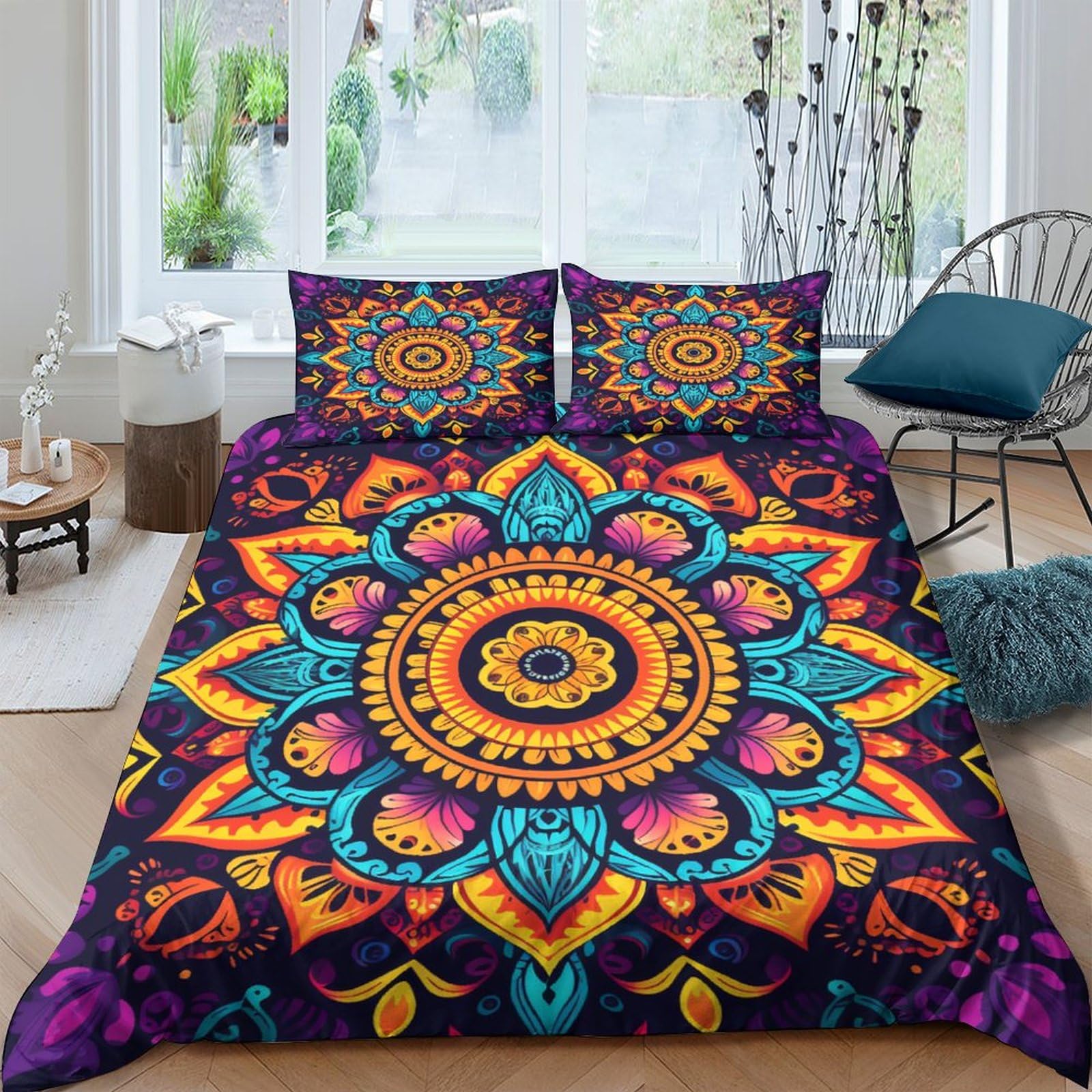 Housse de couette fleurs de Datura 200x200 cm, parure de lit douce au fini satiné