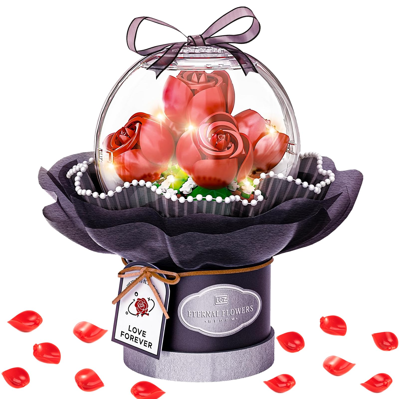 Booyuer Rose Flowers Building Set, 305Pcs Office Home Flowers Decor Building Kits, Botanical Collection Building Toys, Best Gifts for Kids Adults Girls Women Halloween