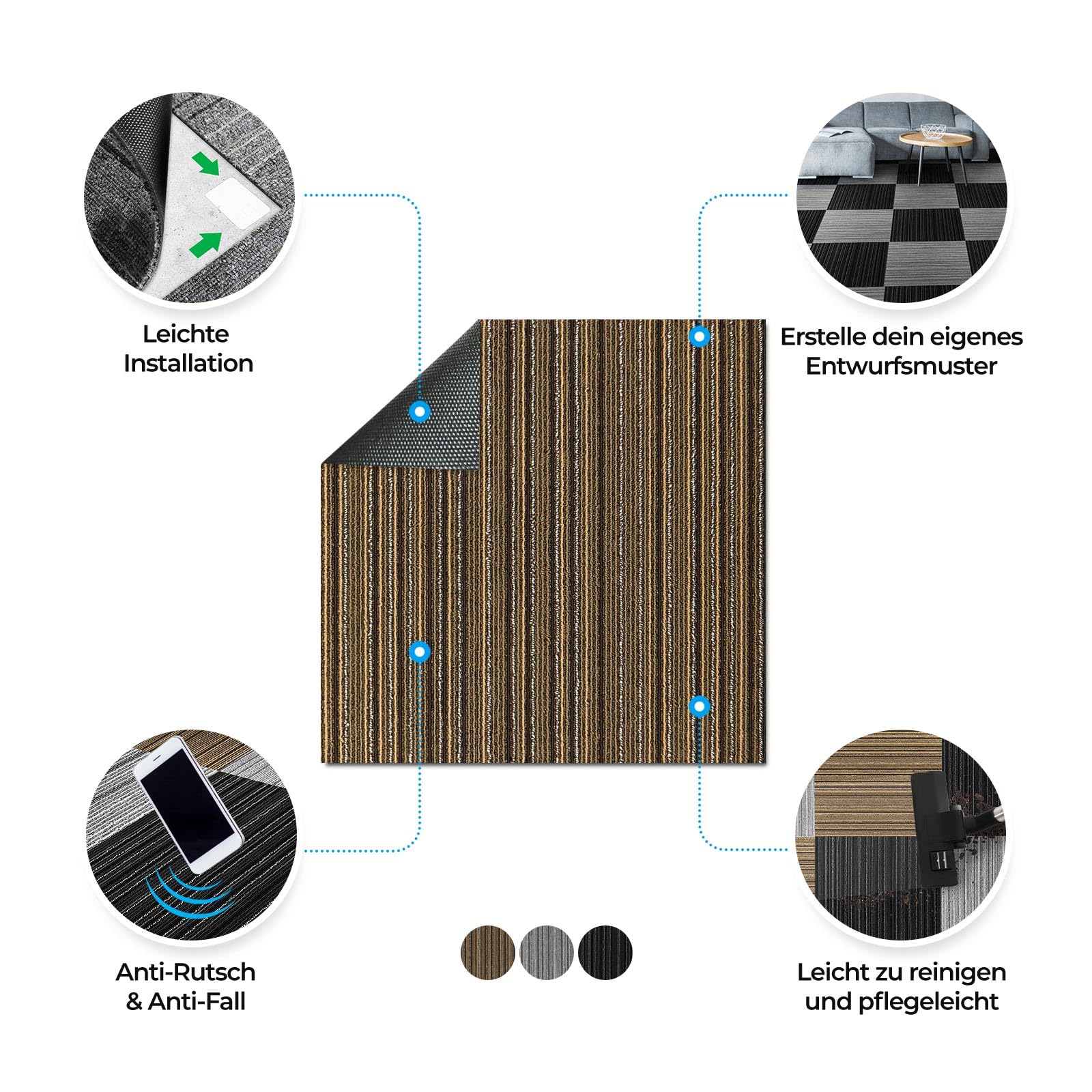 Piastrelle Autoportanti Per Pavimenti 50x50 Cm - Moquette Per Ufficio E Zone Ad Alto Traffico - Foto 2