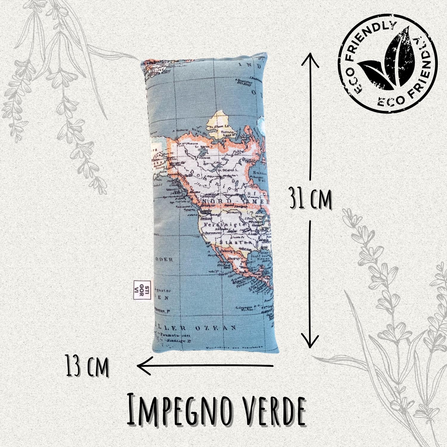 Sacchetto di semi per microonde fatto a mano in Spagna - Borsa termica multiuso per calore e freddo - Cuscino (13cm x 31cm) - 100% artigianale con semi naturali di lavanda