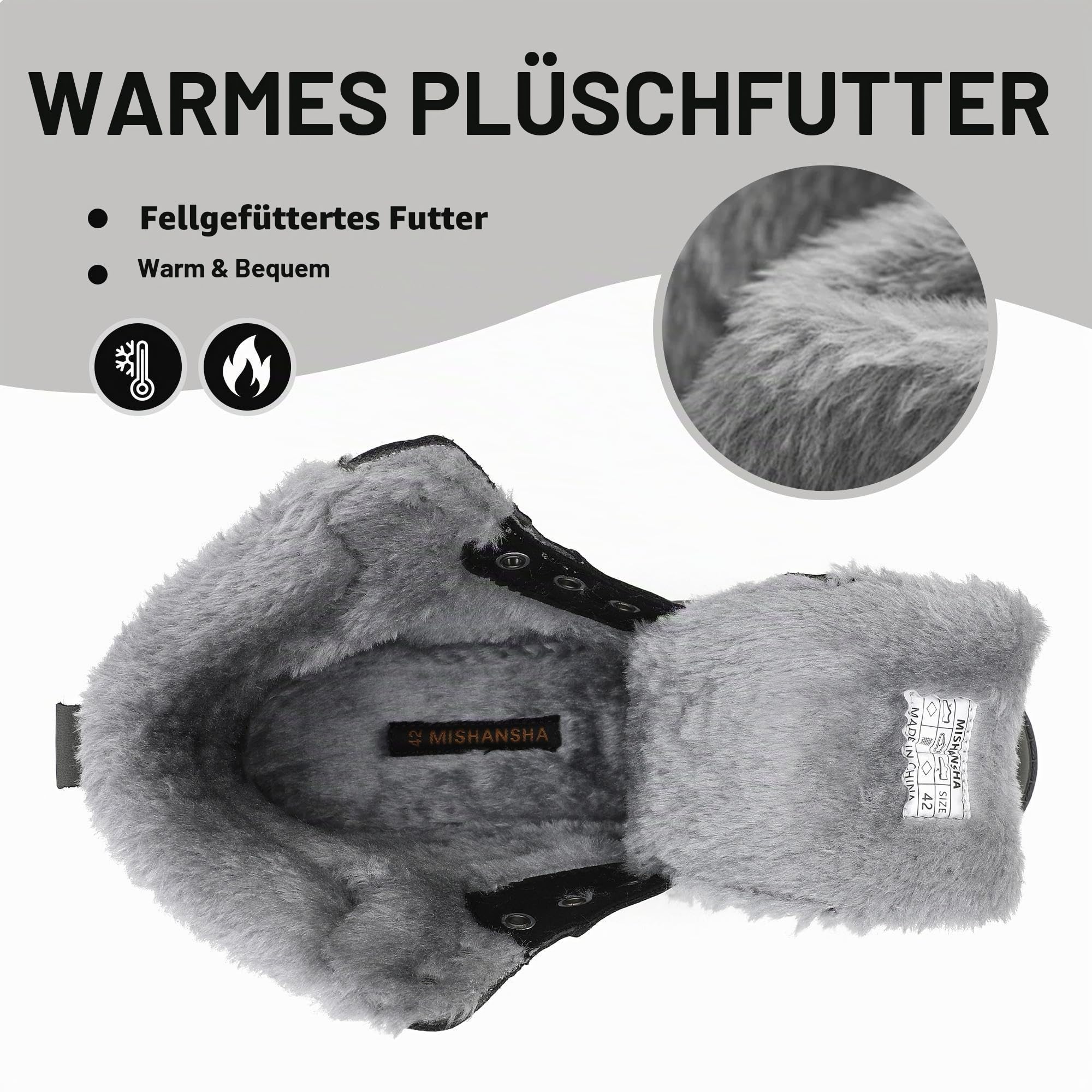 Mishansha Herren Winterschuhe Warme Gefüttert Damen Winterstiefel Wasserabweisend Wanderschuhe Boots