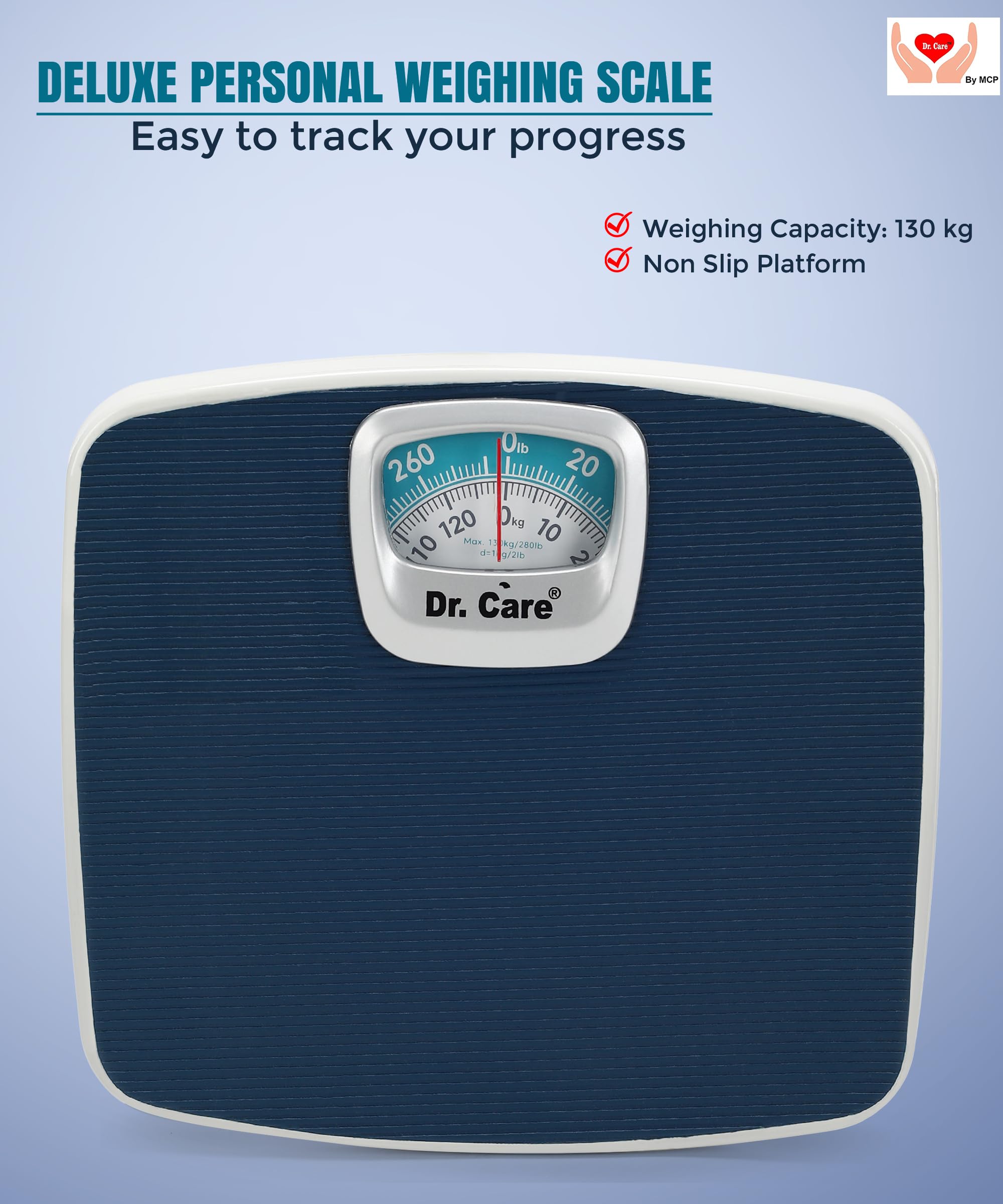 Dr. Care Mechanical Weighing Scale, Accurate and Reliable Weight Measurement upto 130 kg Maximum weight capacity Bloue Color Blue - Image 3 thumbnail
