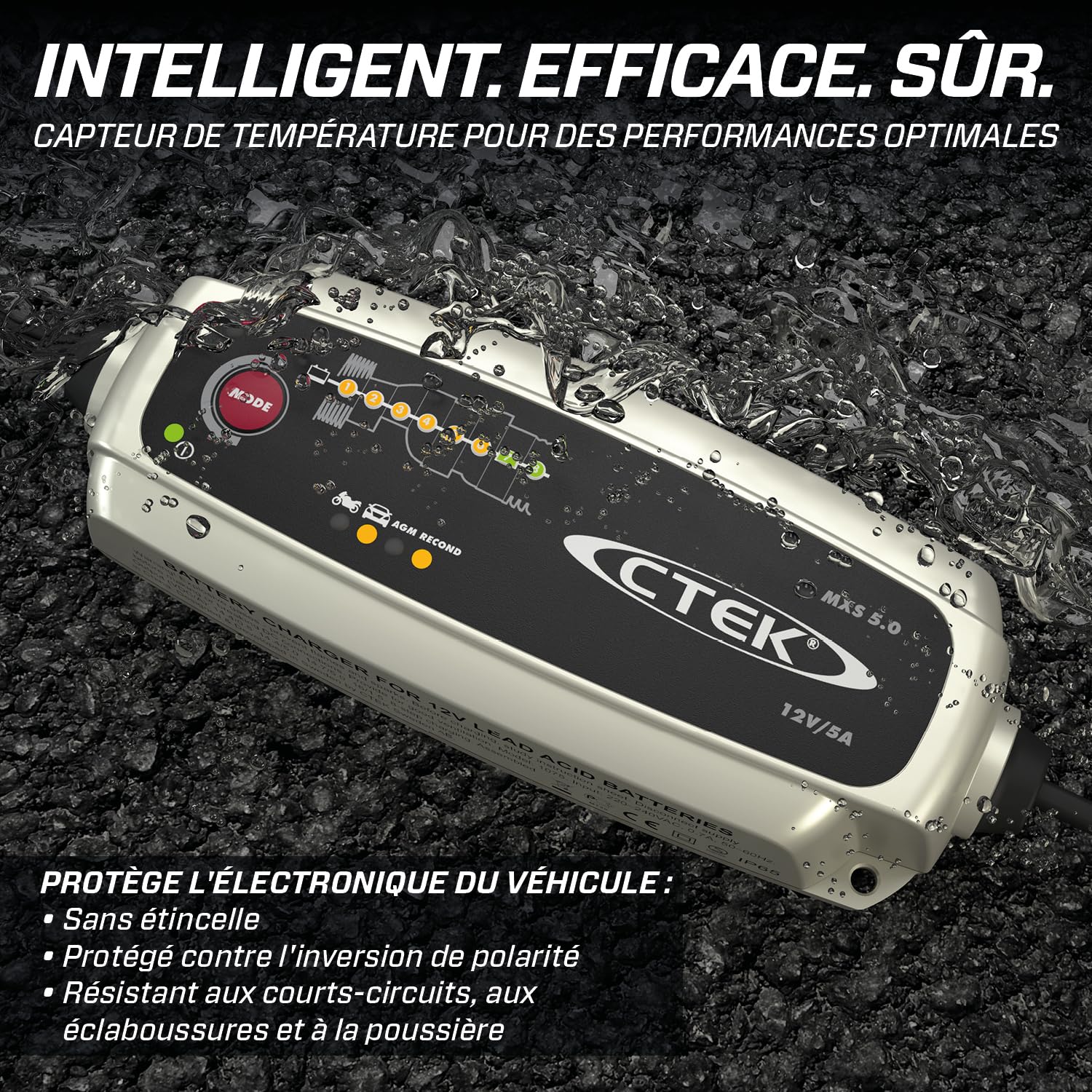 CTEK 56-305 MXS Batterieladegerät 5 Batterieladegerät Mit Automatischer Temperaturkompensation, 12V 5 Amp (EU Stecker)