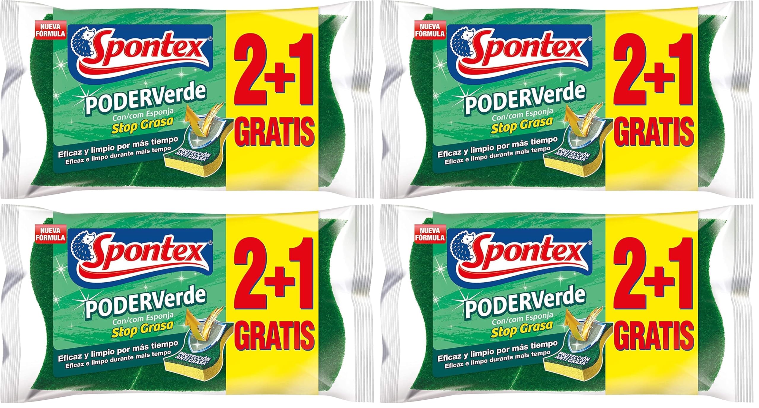 Spontex Estropajos de Fibra con Esponja, 3 estropajos (Paquete de 4) con descuento