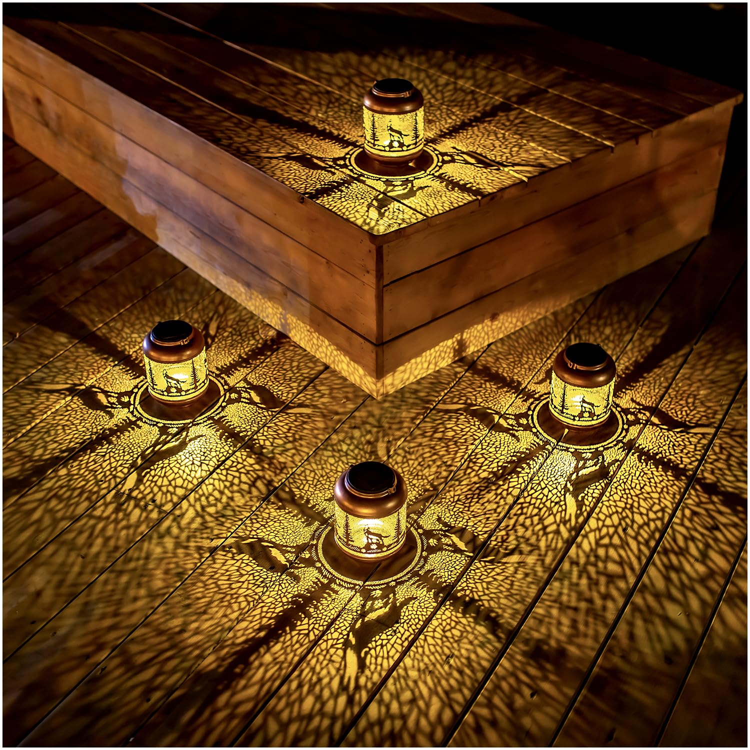 Lanterne solari a forma di lupo per esterni, impermeabili, da appendere, regalo per donne/uomini/amanti dei lupi, in metallo, decorative, a LED, per decorazione da giardino, patio, prato, sentiero,