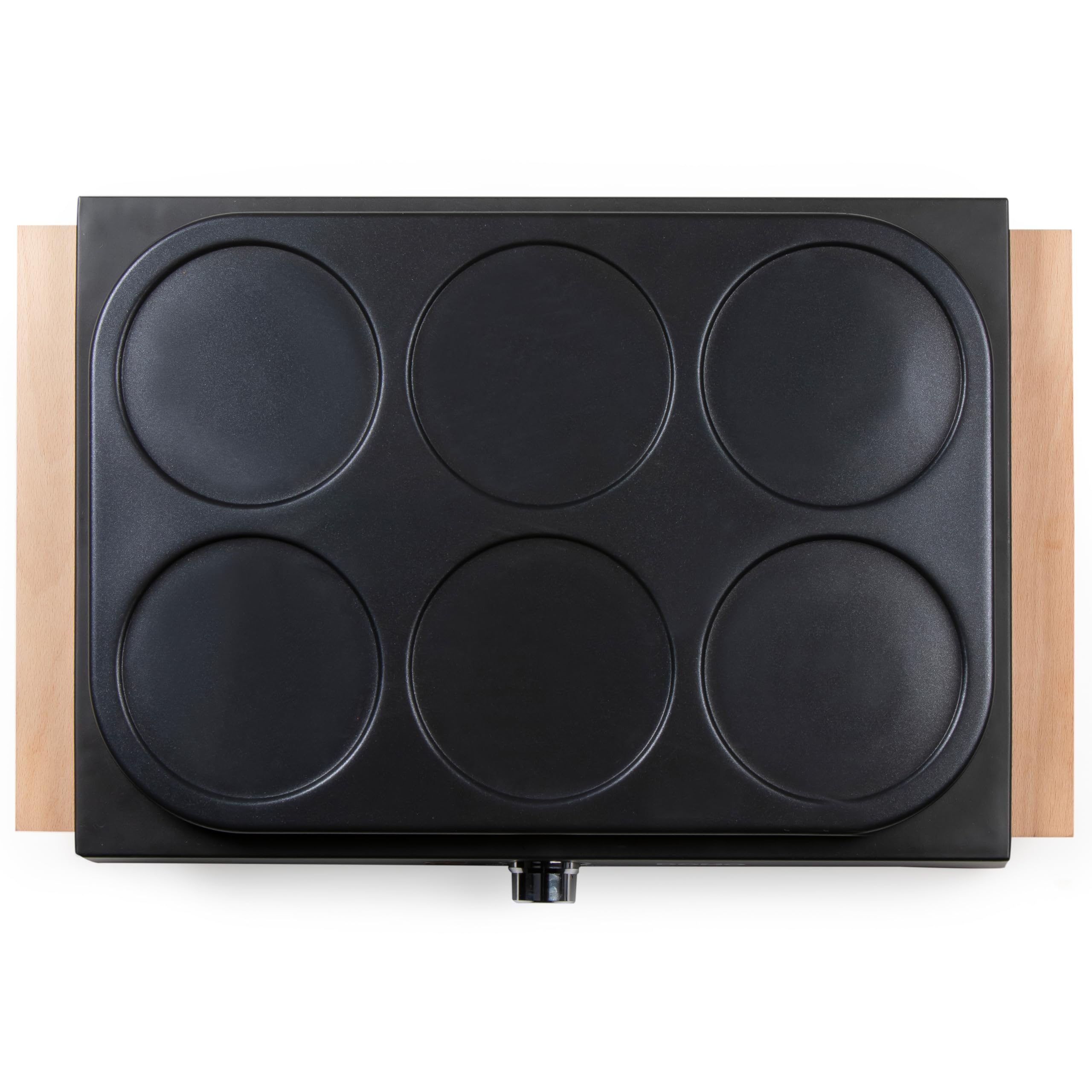 DOMO DO8717P Pancake Maker avec Design en Bois - Crepiere Electrique - Inclusive spatules en bois et louche - 6 P