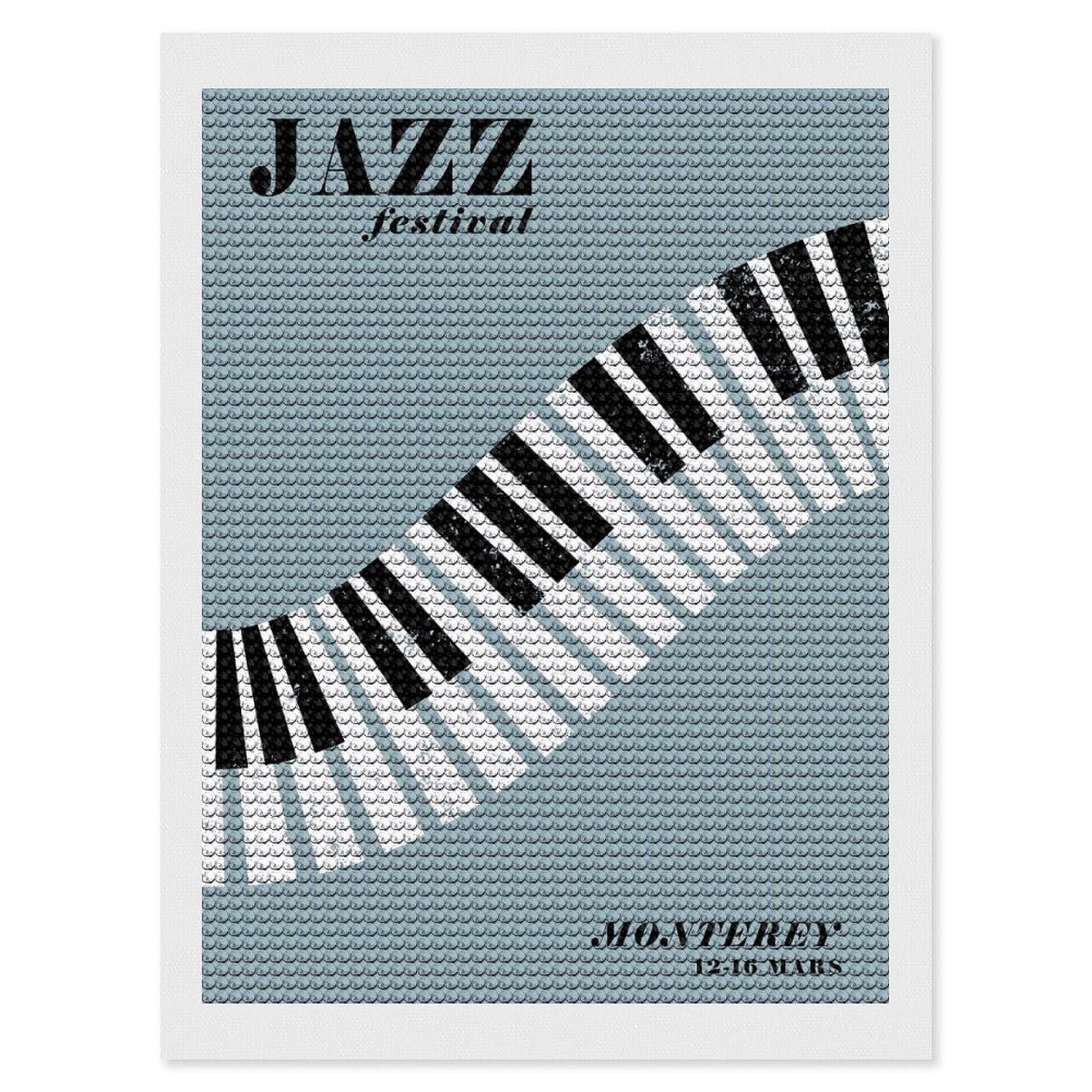 Junmoney Monterey Jazz Festival Diamond Painting Canvas Set 12"x16", Easy to Enjoy, Adhesive Canvas, Office Decor, Holiday Gift Idea, with Tool Kit