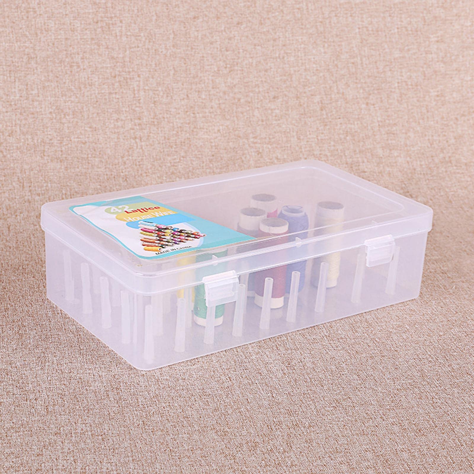 Enakshi - Caja organizadora de hilo de coser duradera para 42 pilares, color azul, manualidades, costura, cajas de costura y almacenamiento