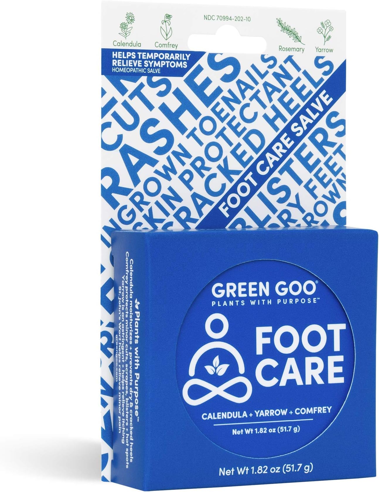 Natural Skin Care Salve, Foot Care, 1.82 Ounce Large Tin