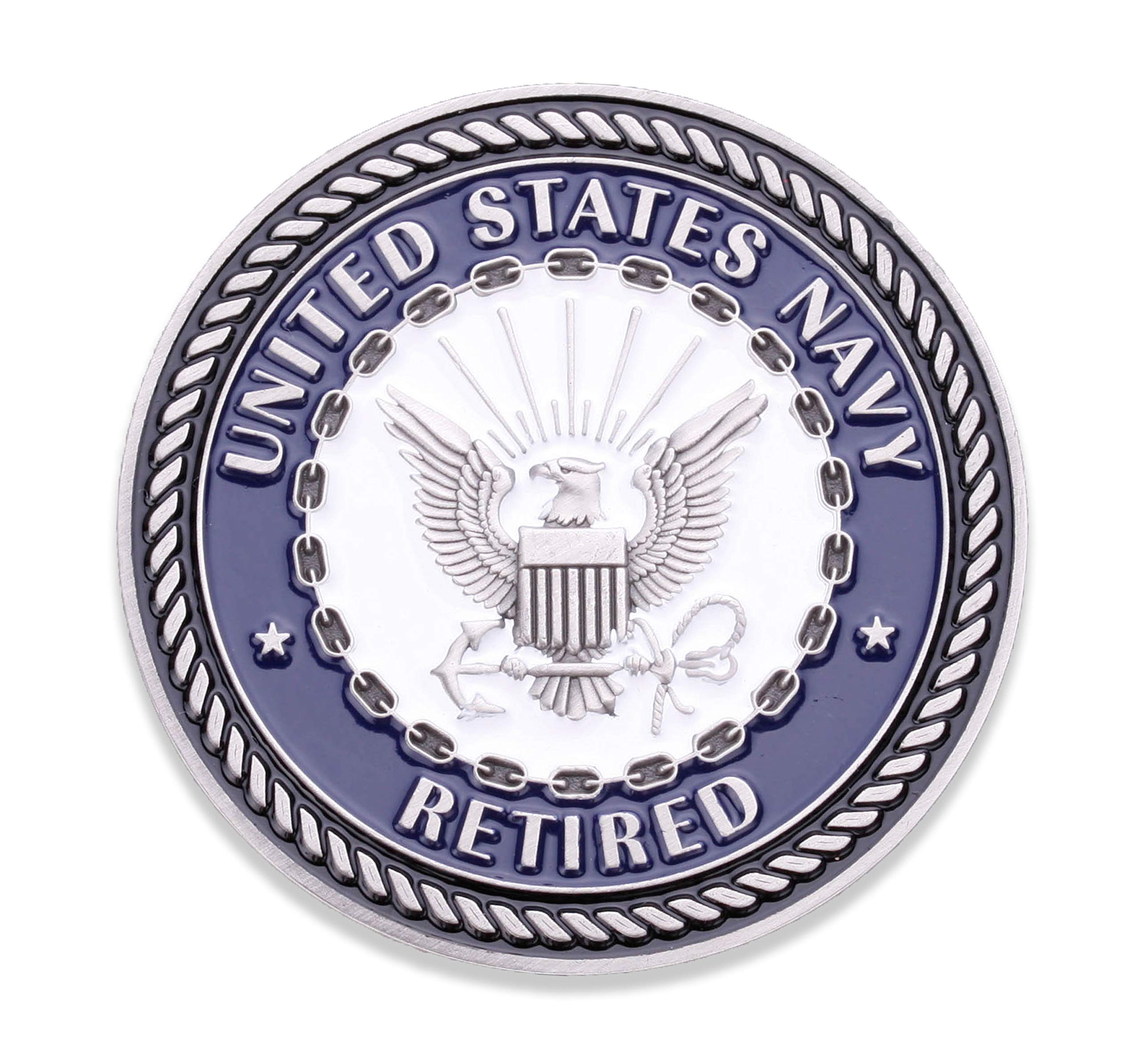 Navy Retired Challenge Coin - USN Military Coin -2 Navy Retired Challenge Coin - USN Military Coin -2