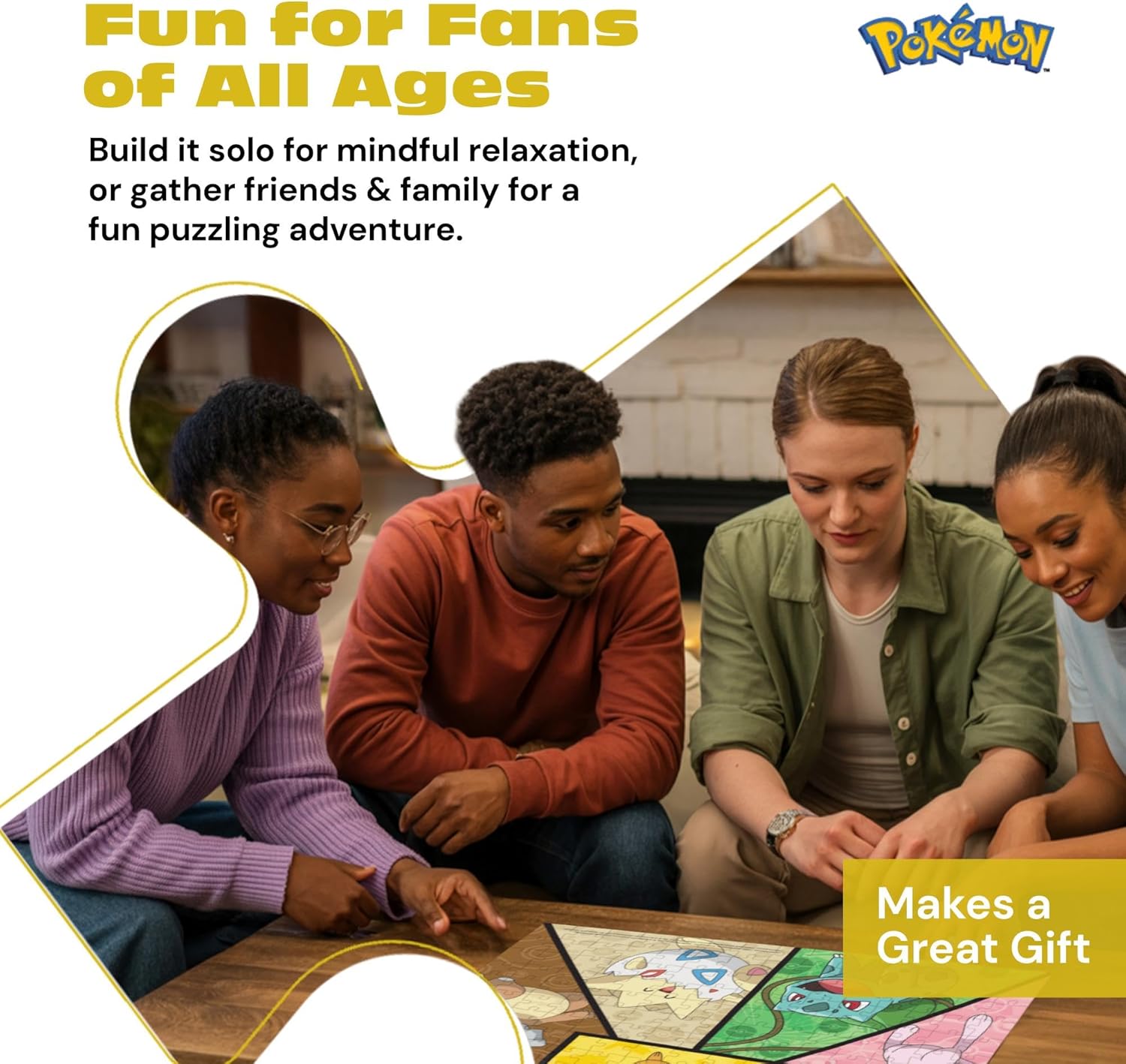 Buffalo Games - 300 Piece Jigsaw Puzzle Pokemon Kanto Companions, Made in USA, Premium Recycled Board, Full-Color Poster, Giftable Colorful Art
