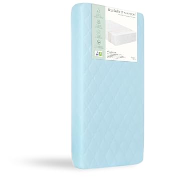 Evolur Wondernap Baby Mattress in Blue, Fits All Standard Cribs and Toddler Beds, Dual Sided Support, Green Guard Gold & BSA Certified, Easy Removable and Washable Cover