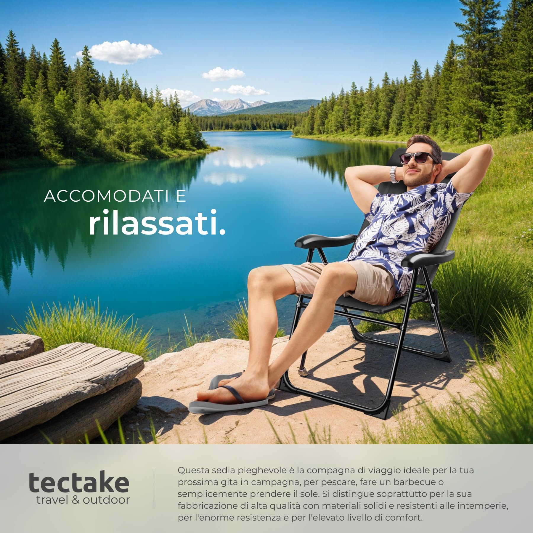 tectake® Set 2 Sedie Campeggio Pieghevoli, Schienale Regolabile 7 Posizioni, Alluminio Inossidabile, Textilene Traspirante, Braccioli Ergonomici, Cuscino Poggiatesta Rimovibile Antiscivolo - Antracite