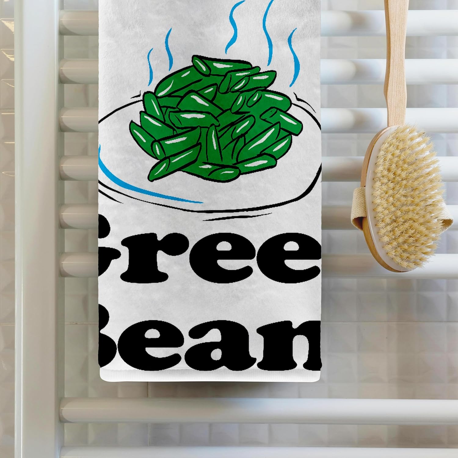 3dRose I Believe in Green Beans 22x30 Bath Hand Pool Towel