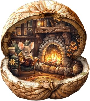 Wooden Puzzles for Adults, Wooden Mouses Walnut House Puzzle, Adult Puzzles, Puzzle Gifts for Women Men L-13.4 * 11.9in 265pcs