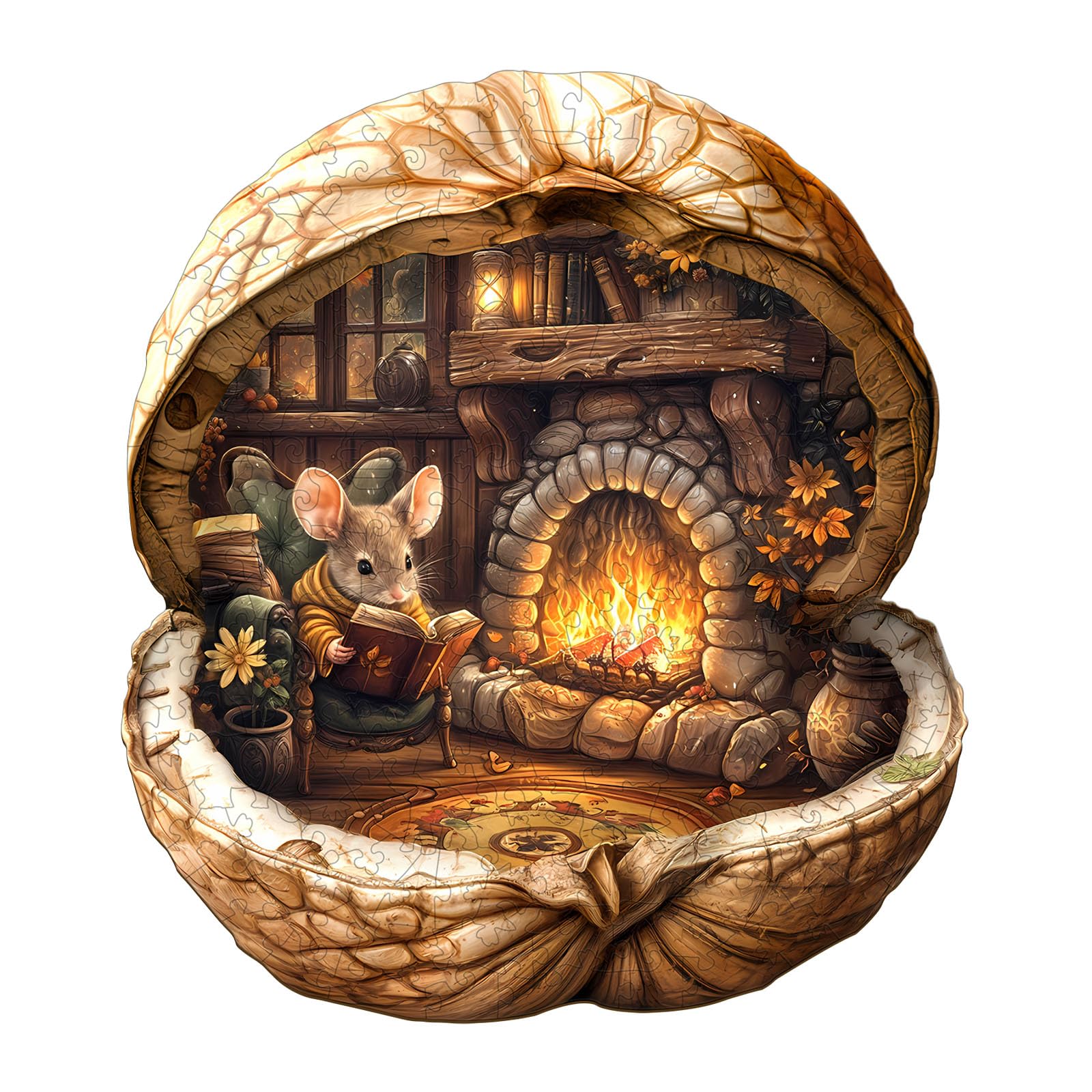 WOODBESTS Wooden Puzzles for Adults - Mouse's Walnut House, Mouse Wooden Jigsaw Puzzle, Unique Animal Wood Puzzles Adult, Xmas Gifts for Puzzle Lovers