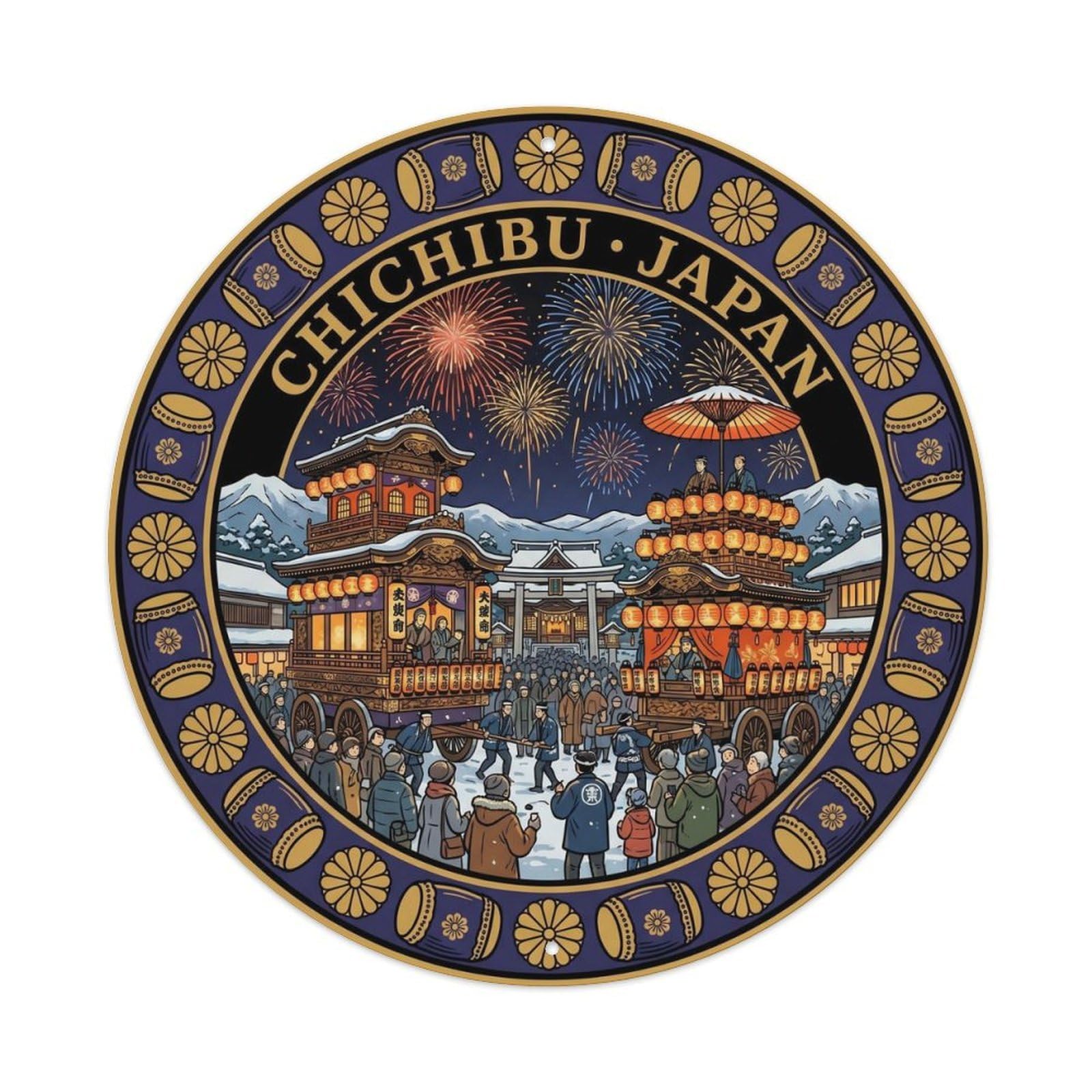 Olyhtr 8X8inch Classic Style Saitama Chichibu Night Festival Float Cultural Metal Tin Sign
