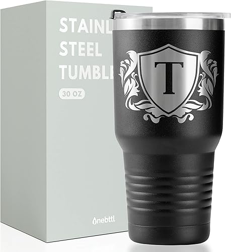 Onebttl Regalos personalizados para hombres con iniciales, vaso de viaje con monograma para él, tazas de café personalizadas, regalos únicos de