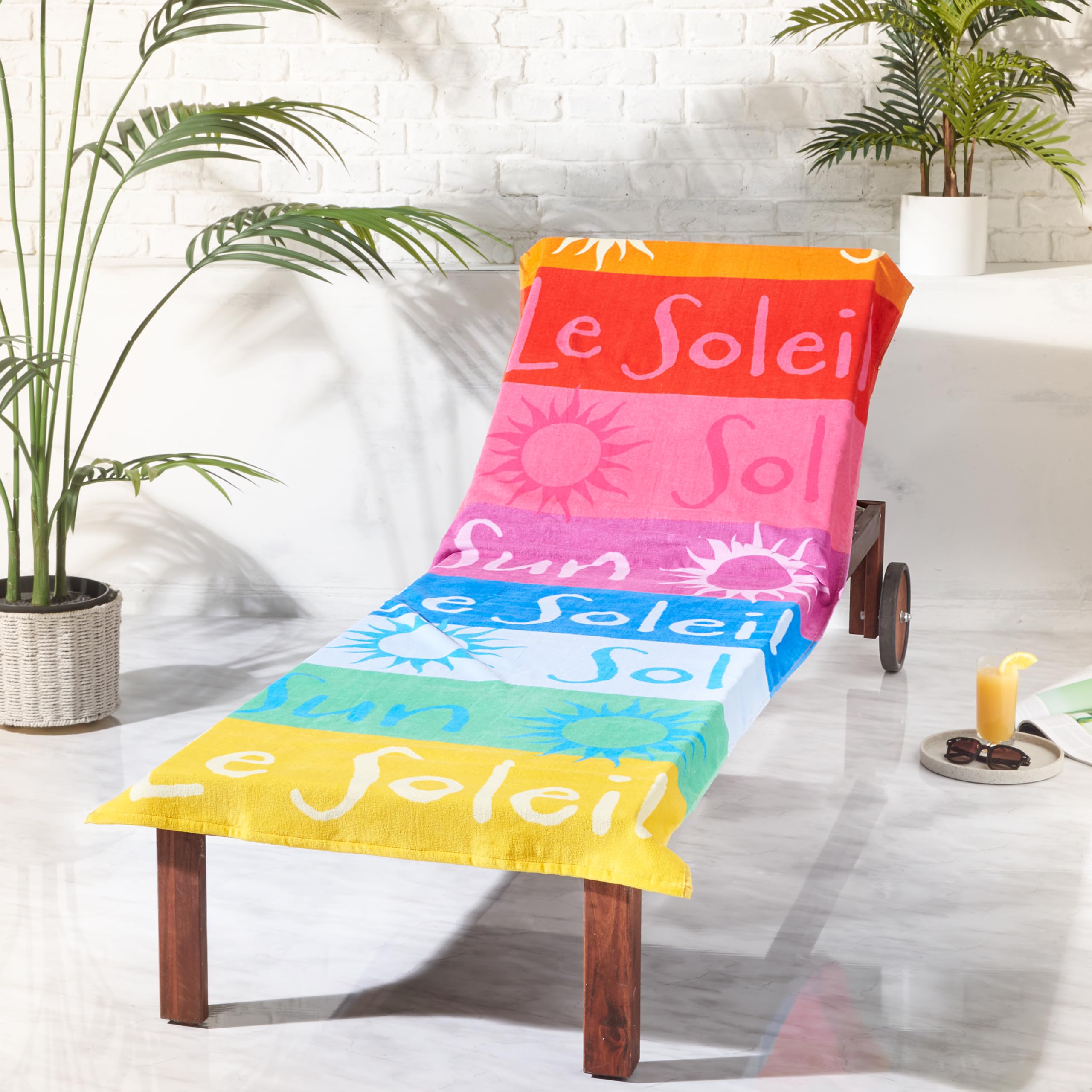 Cat Multi Catherine Lansfield Block Stripe Sun Lounger Towel