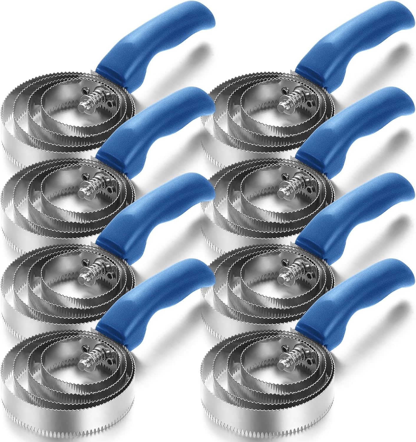 Tanlade 8 Pack 4 Rings Curry Comb Horse Brush Metal Curry Brush Derby Party Supplies Reversible Stainless Steel Curry Comb Scraper with Comfortable Grip for Cow Sheep Pet Dog Goat Horse, Blue