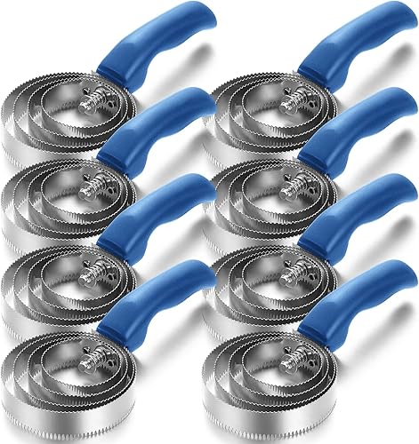 Tanlade Paquete de 8 anillos de peine de curry de 4 anillos, cepillo de curry de metal, suministros de fiesta Derby, raspador reversible de acero