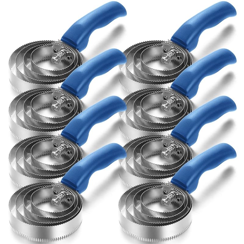 Rasqueadeira para Cavalos com 4 Anéis Reversíveis em Aço Inoxidável Tanlade Azul, Pacote com 8