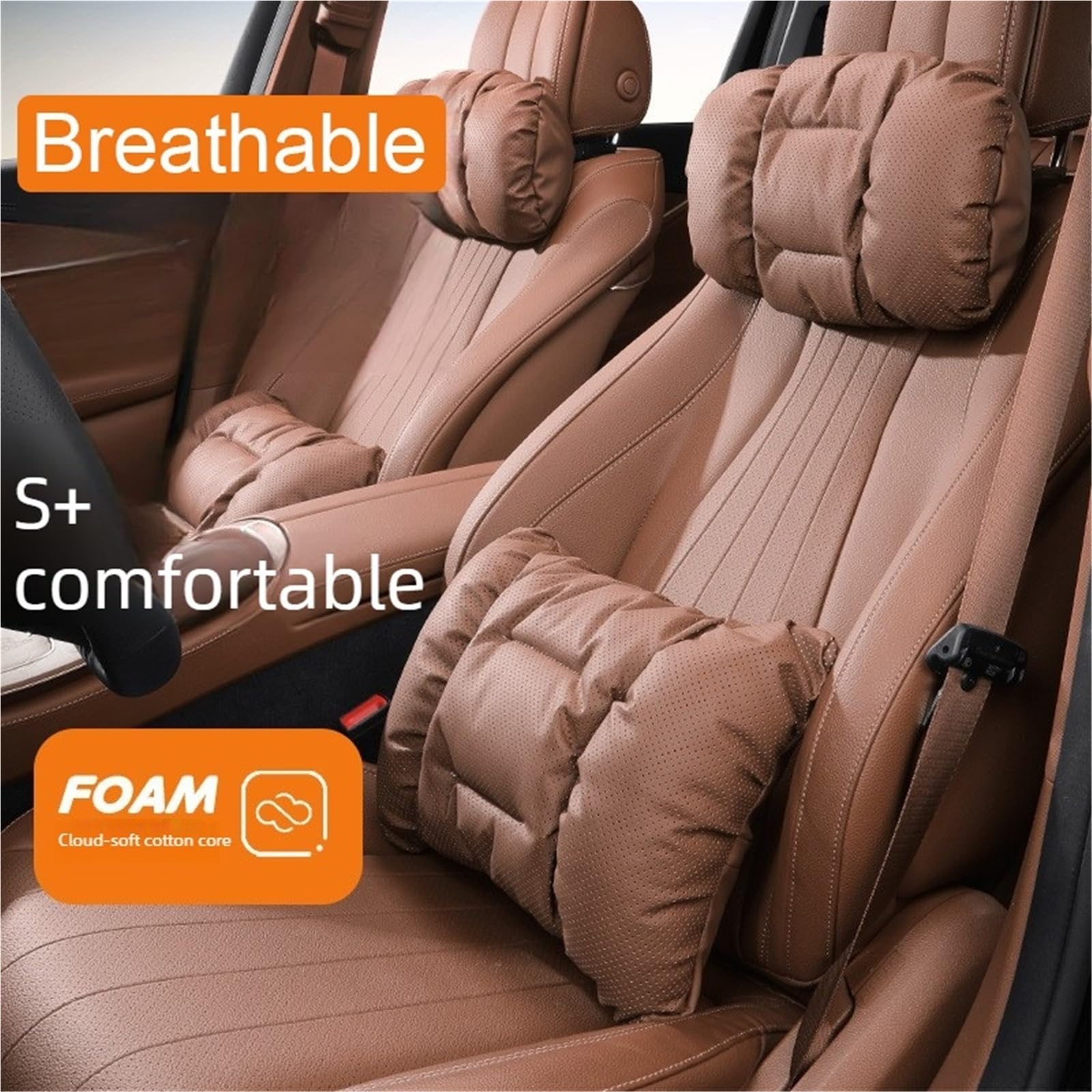 Cale-têtes pour sièges auto Appui-tête de voiture en cuir PU, coussin de dossier respirant, Convient pour Ford et à