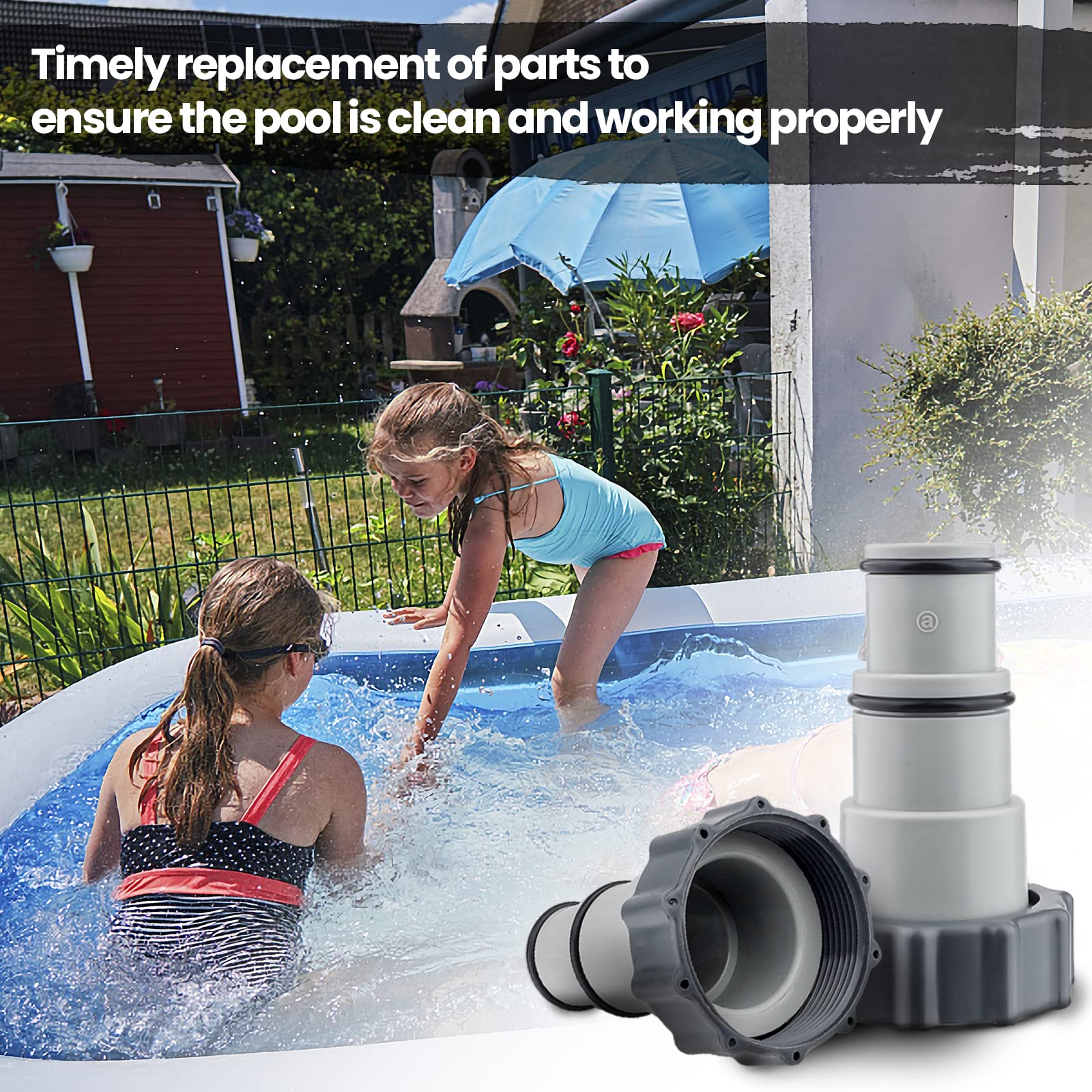 Adapter do węża basenowego, 2 sztuki, adapter basenowy, zestaw przyłączeniowy z gwintem wewnętrznym 32/38 mm do przykręcania, akcesoria basenowe do pomp z przyłączem gwintowanym, zawór