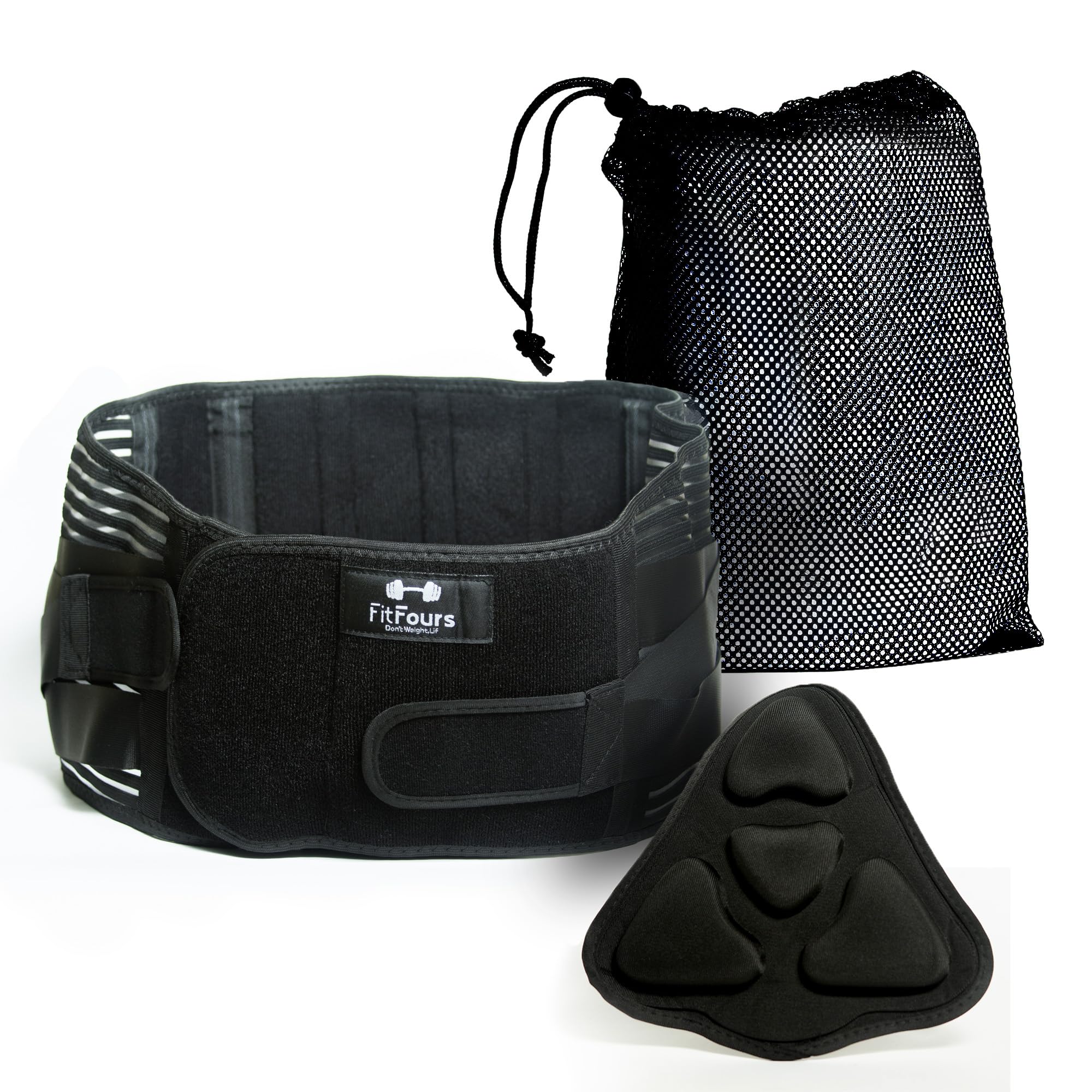 FitFours Fajas Lumbar – M – Faja lumbar hombre y faja lumbar hombre mujer con diseño ergonómico, compresión personalizada y tejido respirable, incluye refuerzo lumbar acolchado adicional (M)