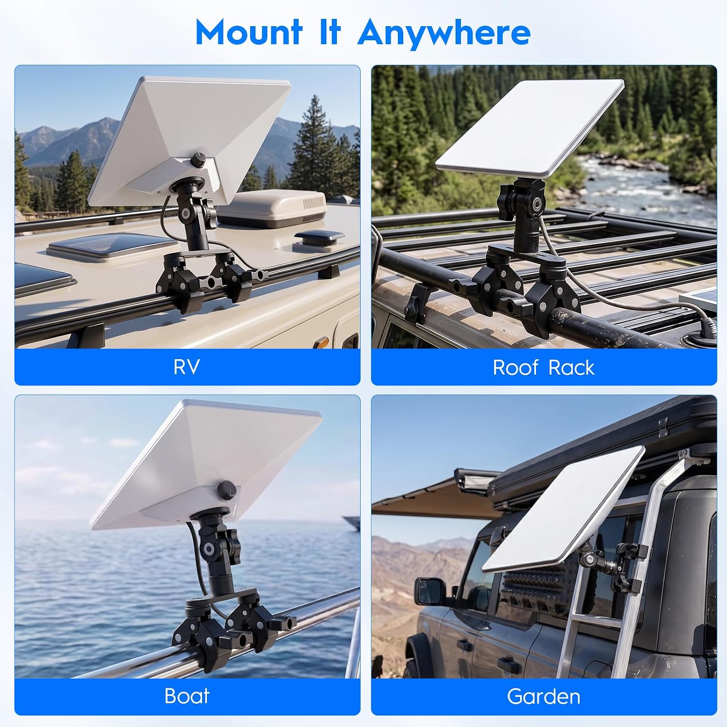Starlink Mini/V5 2 C-Clamp Mount, Fits RV/Boat Poles