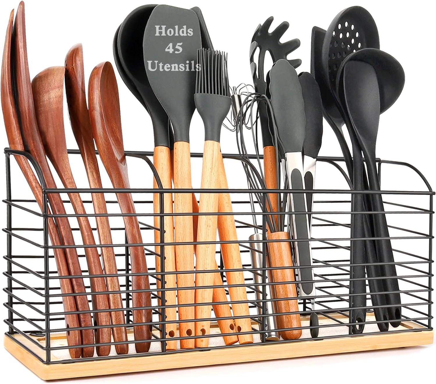 Extra Large Utensil Holder for Kitchen Counter – 15.7″x 6.7″x 4.4″, Aesthetic Design, Anti-Slip Mat, 4 Compartments, Black Cooking Utensil Organizer for Countertop, Spatula Utensil Caddy Extra Large Utensil Holder for Kitchen Counter – 15.7″x 6.7″x 4.4″, Aesthetic Design, Anti-Slip Mat, 4 Compartments, Black Cooking Utensil Organizer for Countertop, Spatula Utensil Caddy