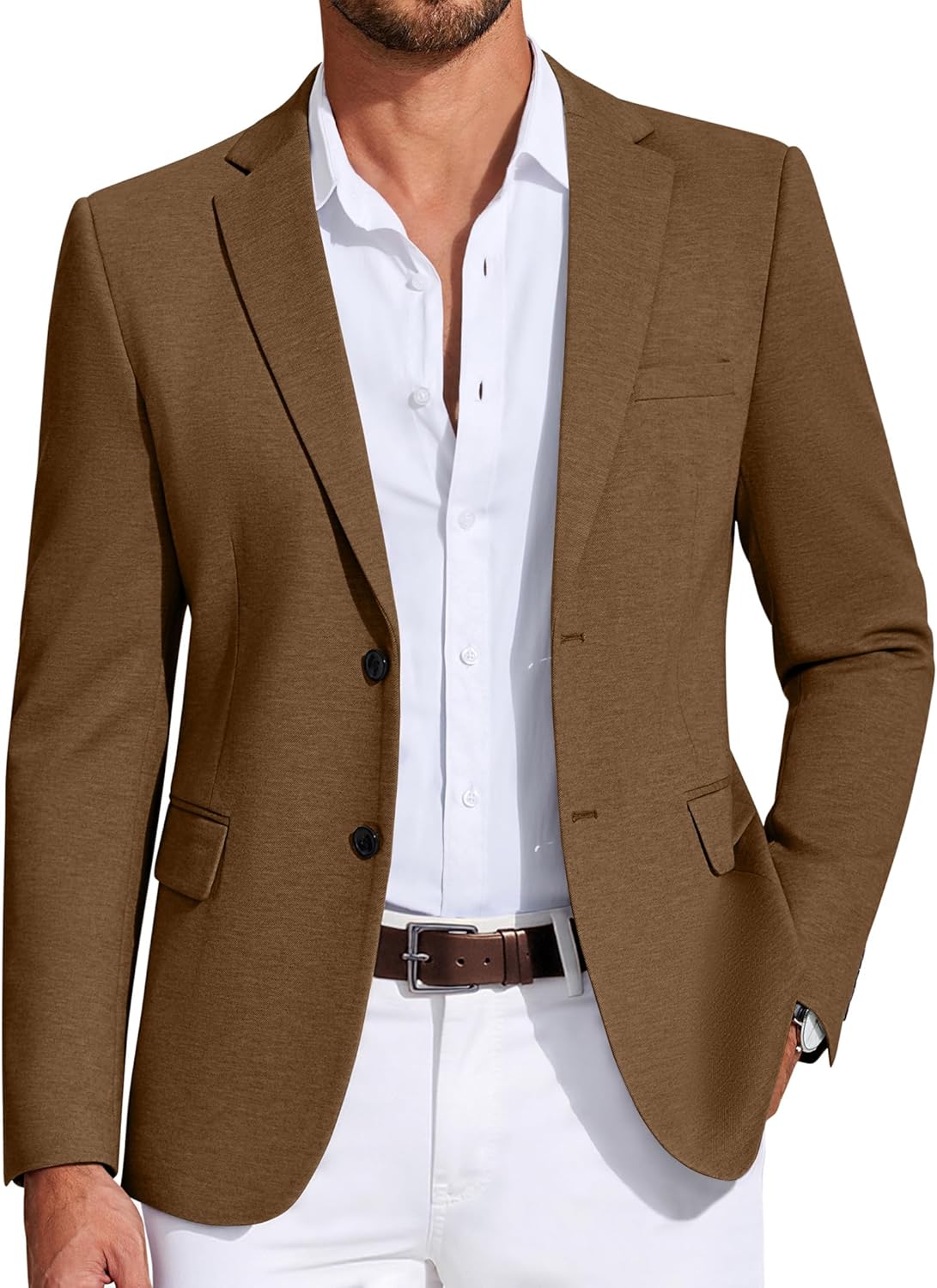 COOFANDY Mens Casual Blazer Knit Sport Coat Lightweight Two Button Suit Jacket