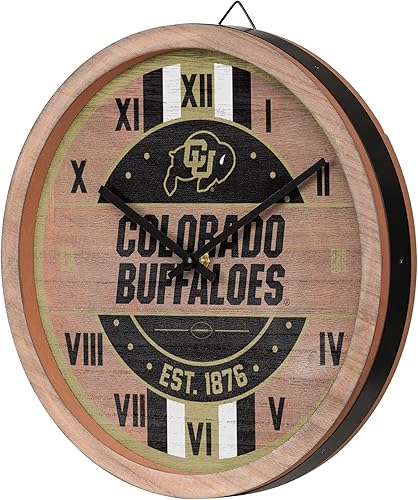 Miniatura 4 de FOCO NCAA Reloj de pared de barril de madera