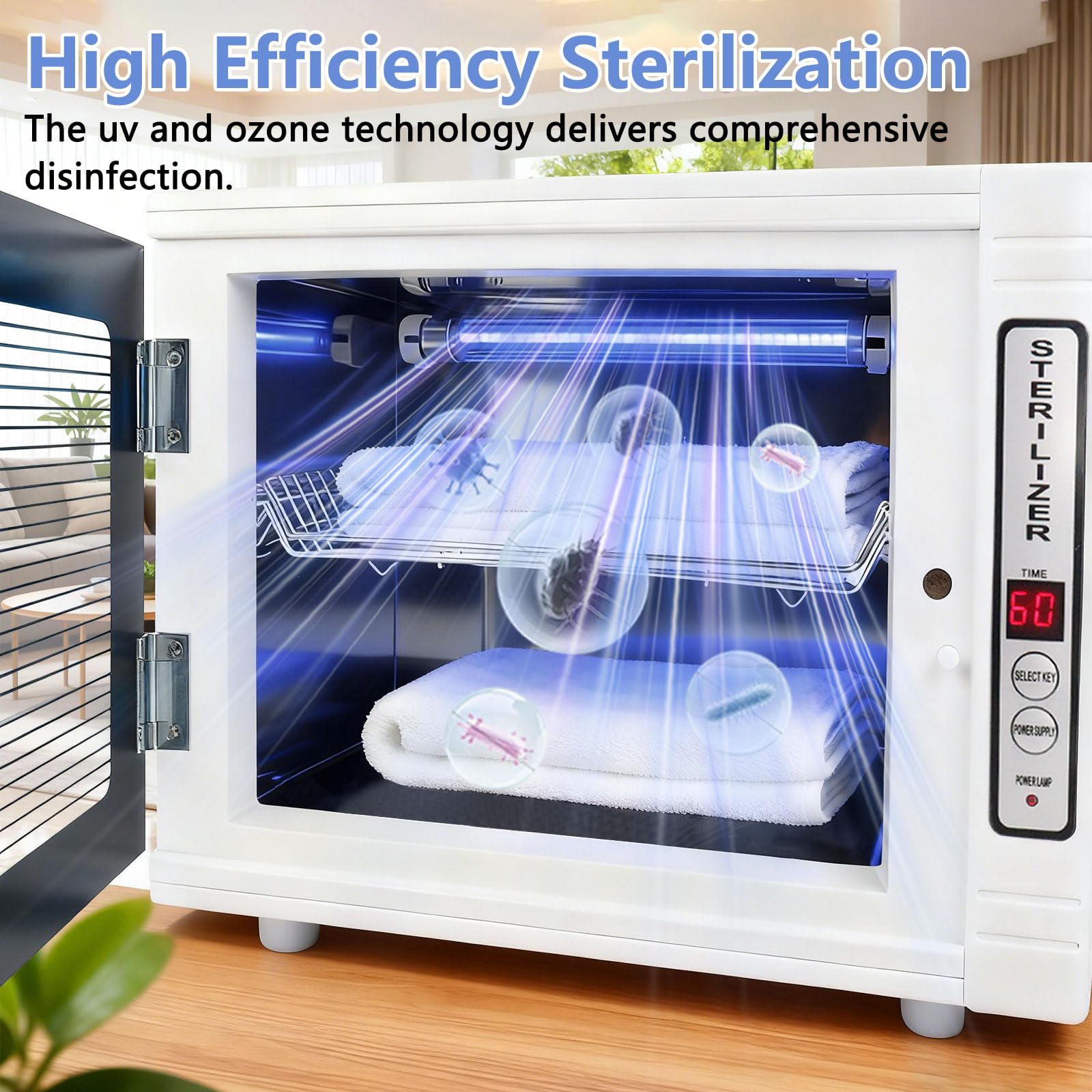 12L UV Sterilisator, UV Desinfektionsschrank mit Timer-Einstellung & LED-Display, 2 Schichten Nagelreiniger Sterilisator für Zuhause, Friseursalon, Spa, Kosmetik
