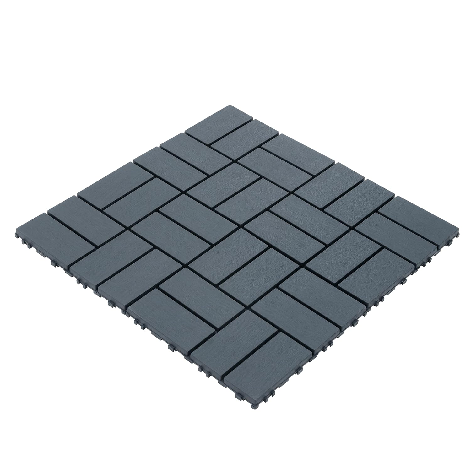 Splicing Plastic Deck Tiles (44 Pieces) - Non Slip Terrace Flooring for Gardens, Swimming Pool Areas, and Front Yards - Durable Grey Design