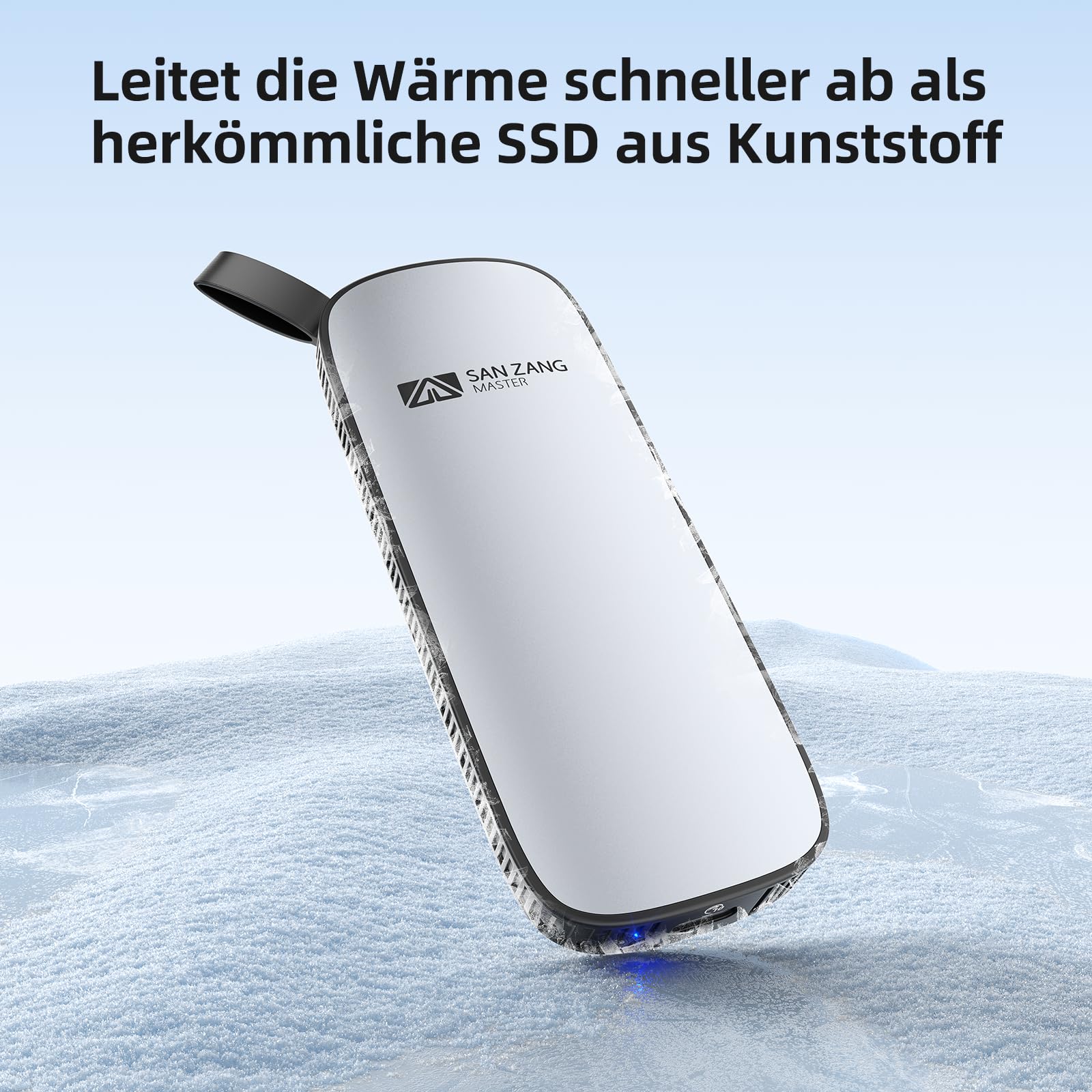 SAN ZANG MASTER Externe Portable SSD 2TB, bis zu 1.050 MB/s Lesen/1.000 MB/s Schreiben, USB 3.2 Gen 2, Externe SSD für Laptop,Type C Smartphones, Pro,Air, Silber